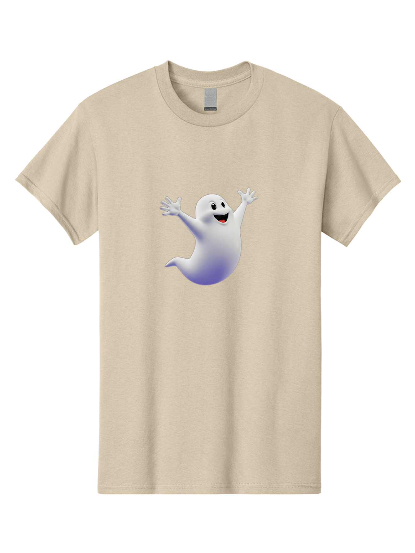 Cartoon-Ghost Men'S Graphic Tee, 100% Cotton, Comfortable Casual Summer Wear, Machine Washable, White Ghost, Cartoon Character, Friendly Spirit, Happy Expression, Halloween Theme, Digital Illustration, 3D Rendering, Playful Design Bae392 14