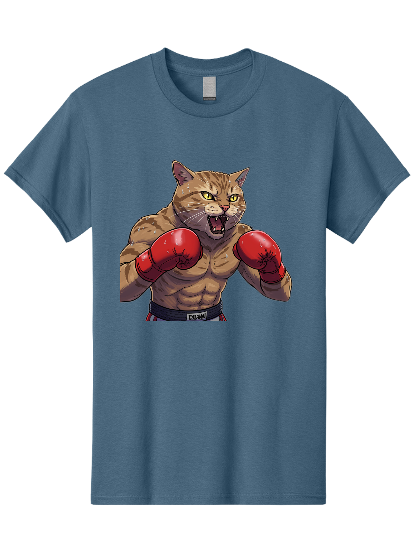 Cat-Boxer-1 Men'S Graphic Tee, 100% Cotton, Comfortable Casual Summer Wear, Machine Washable, Muscular Cat, Boxing Gloves, Fighting Stance, Aggressive Expression, Cartoon Character, Fitness, Athleticism, Feline, Combat Sports, Bae396 14