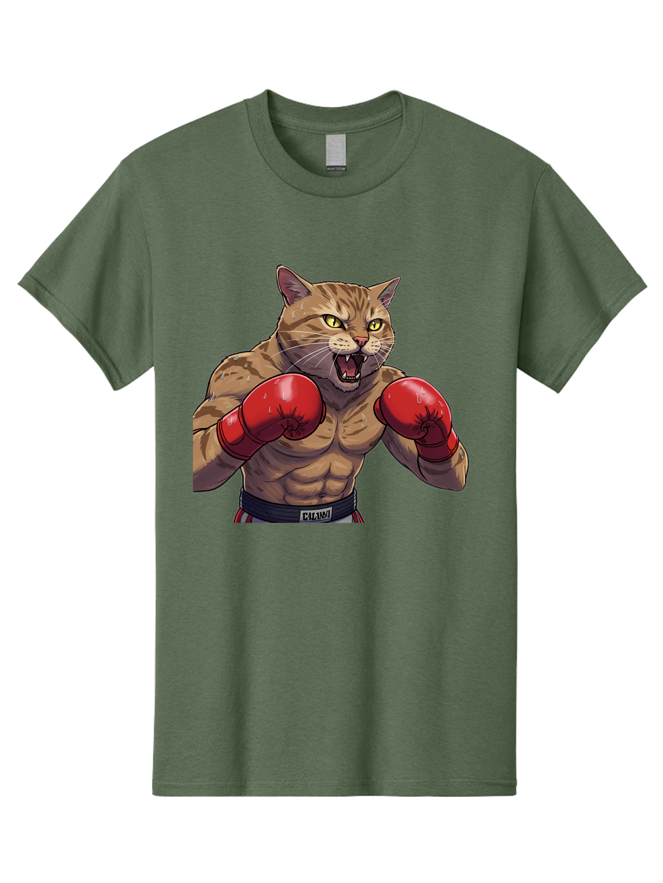 Cat-Boxer-1 Men'S Graphic Tee, 100% Cotton, Comfortable Casual Summer Wear, Machine Washable, Muscular Cat, Boxing Gloves, Fighting Stance, Aggressive Expression, Cartoon Character, Fitness, Athleticism, Feline, Combat Sports, Bae396 12