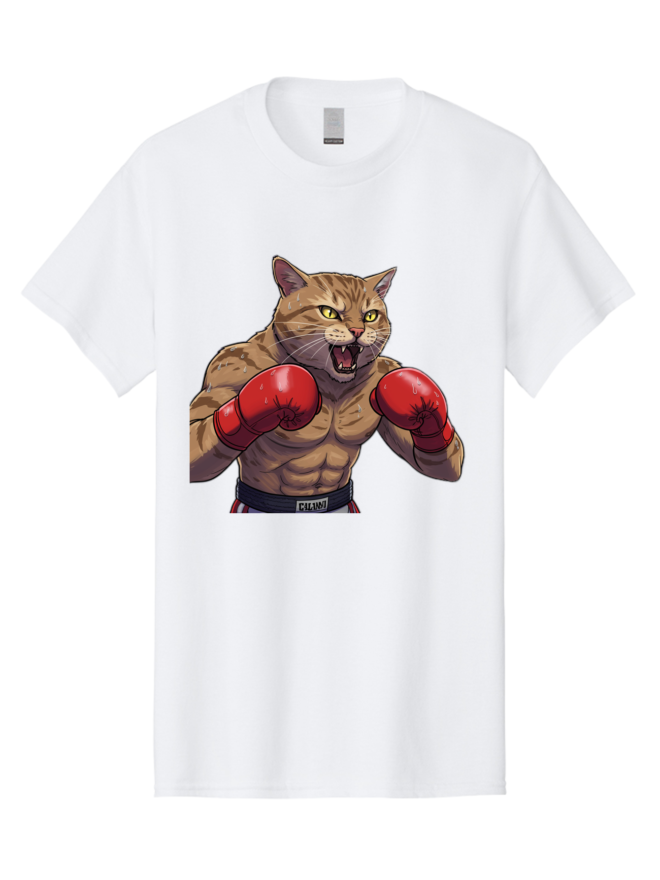 Cat-Boxer-1 Men'S Graphic Tee, 100% Cotton, Comfortable Casual Summer Wear, Machine Washable, Muscular Cat, Boxing Gloves, Fighting Stance, Aggressive Expression, Cartoon Character, Fitness, Athleticism, Feline, Combat Sports, Bae396 10
