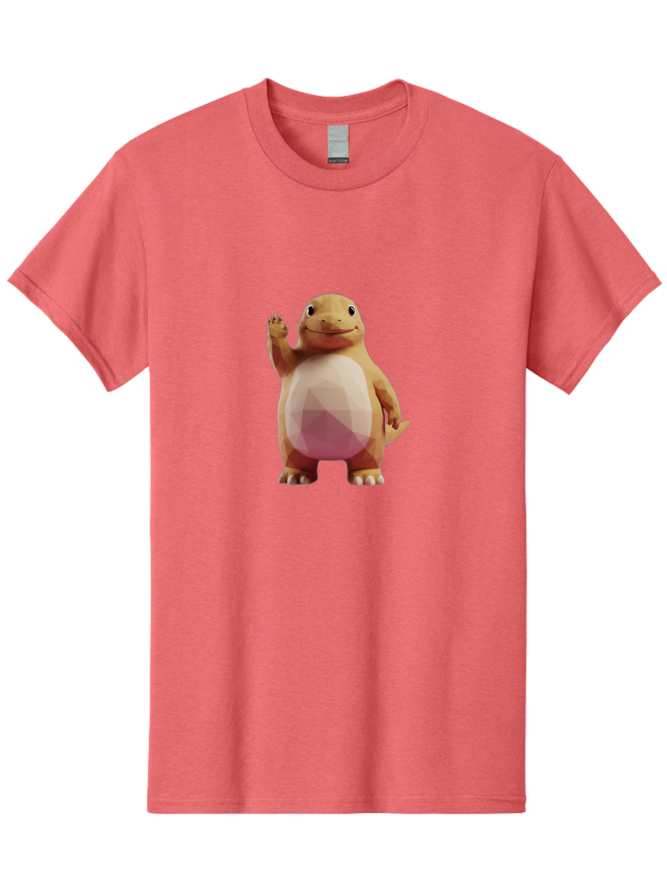 Charmander Men'S Graphic Tee, 100% Cotton, Comfortable Casual Summer Wear, Machine Washable, Charmander, Pokémon Character, Cartoon Lizard, Low-Poly 3D Model, Orange And White Colors, Friendly Gesture, Digital Illustration, Gaming Icon Bae406 7