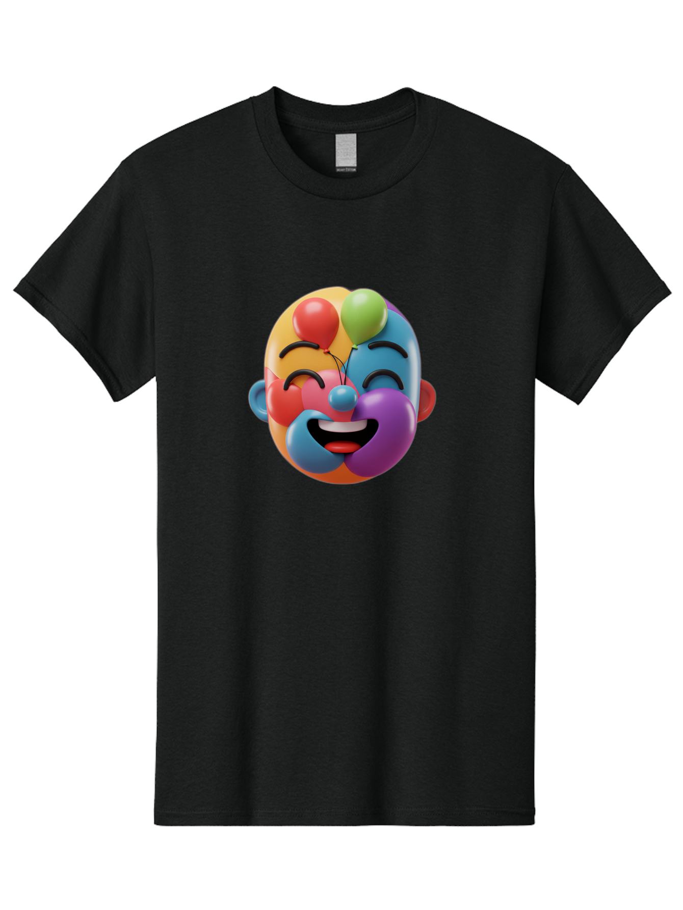 Clown-Emoji Men'S Graphic Tee, 100% Cotton, Comfortable Casual Summer Wear, Machine Washable, 3D Clown Face, Colorful Illustration, Clown Character, Balloons, Happy Expression, Vibrant Colors, Cartoon-Style, Playful Design, Joyful Atmosphere, Bae411 9