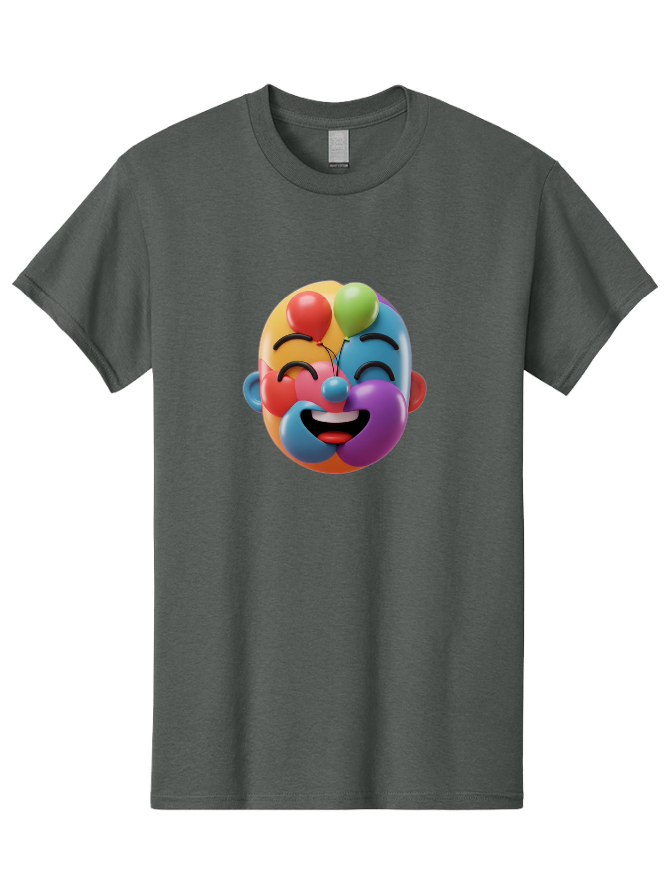 Clown-Emoji Men'S Graphic Tee, 100% Cotton, Comfortable Casual Summer Wear, Machine Washable, 3D Clown Face, Colorful Illustration, Clown Character, Balloons, Happy Expression, Vibrant Colors, Cartoon-Style, Playful Design, Joyful Atmosphere, Bae411 7