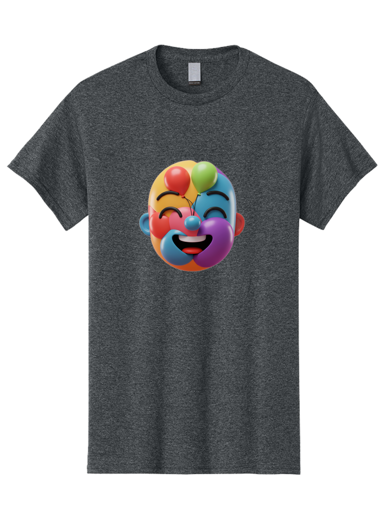 Clown-Emoji Men'S Graphic Tee, 100% Cotton, Comfortable Casual Summer Wear, Machine Washable, 3D Clown Face, Colorful Illustration, Clown Character, Balloons, Happy Expression, Vibrant Colors, Cartoon-Style, Playful Design, Joyful Atmosphere, Bae411 4
