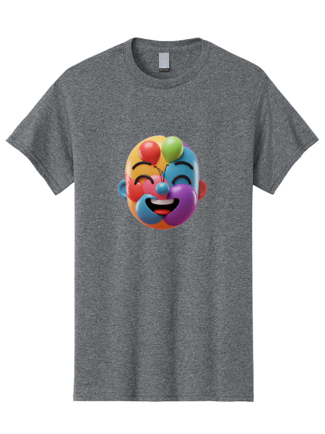 Clown-Emoji Men'S Graphic Tee, 100% Cotton, Comfortable Casual Summer Wear, Machine Washable, 3D Clown Face, Colorful Illustration, Clown Character, Balloons, Happy Expression, Vibrant Colors, Cartoon-Style, Playful Design, Joyful Atmosphere, Bae411 8