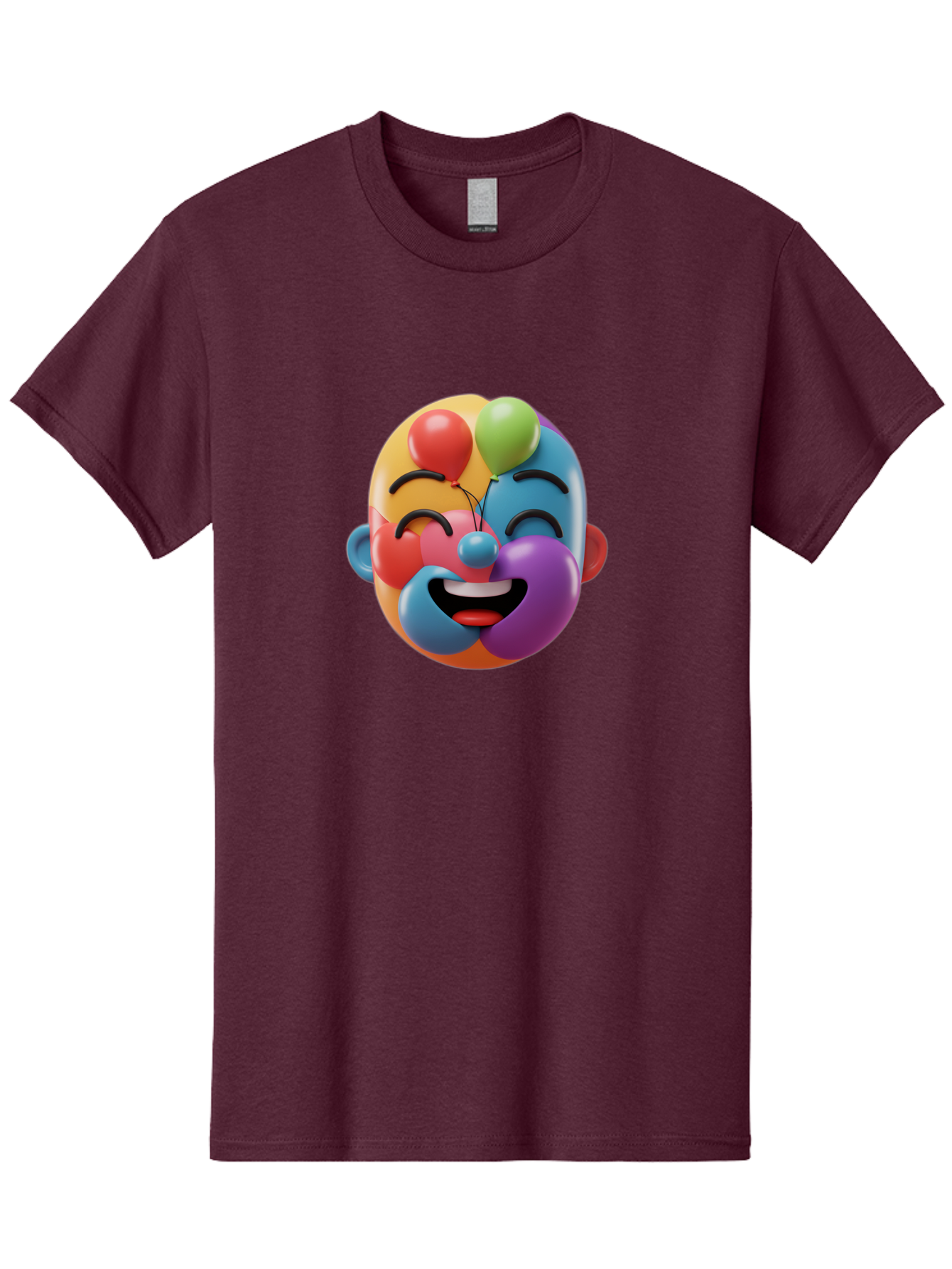 Clown-Emoji Men'S Graphic Tee, 100% Cotton, Comfortable Casual Summer Wear, Machine Washable, 3D Clown Face, Colorful Illustration, Clown Character, Balloons, Happy Expression, Vibrant Colors, Cartoon-Style, Playful Design, Joyful Atmosphere, Bae411 10
