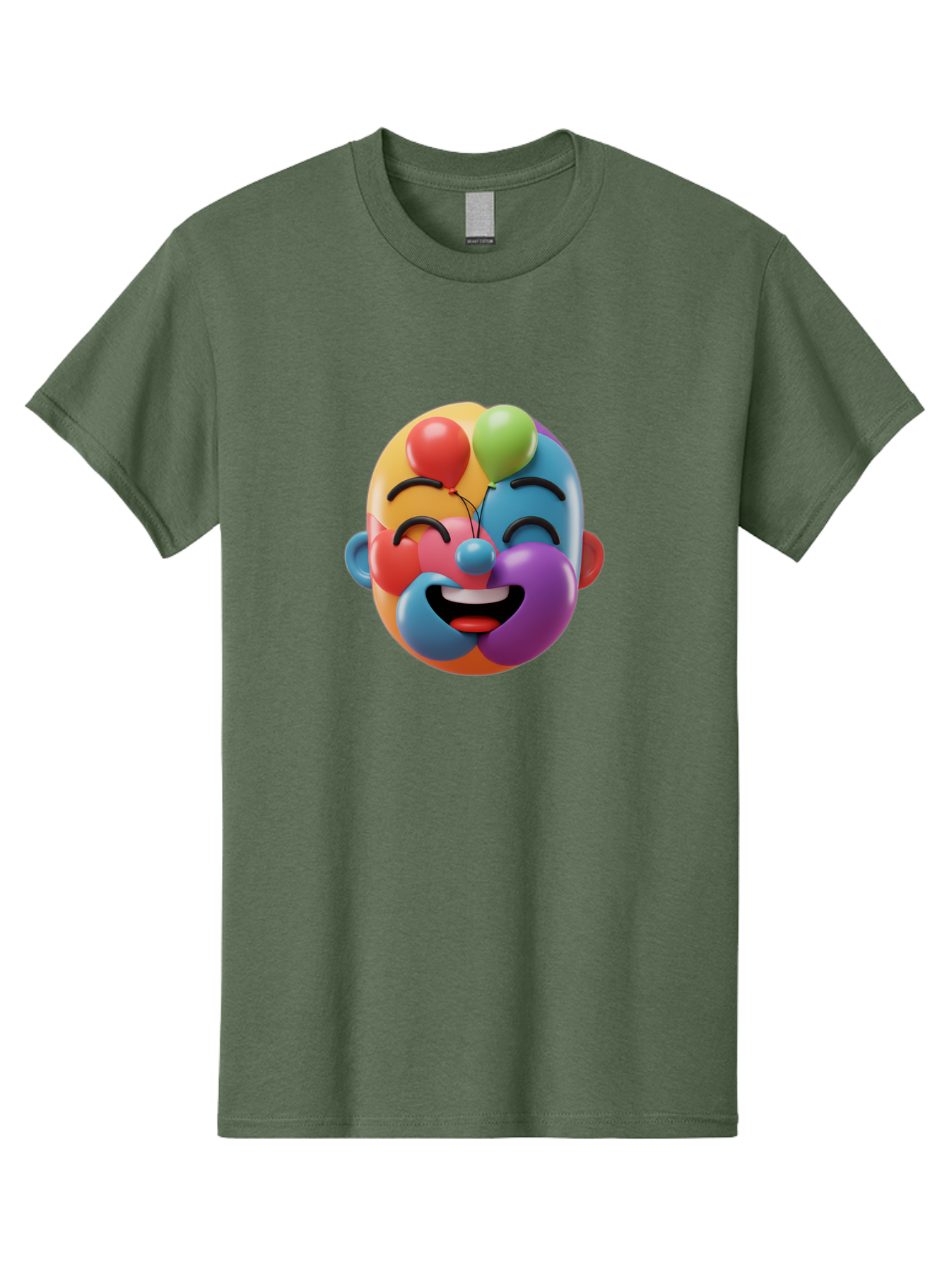 Clown-Emoji Men'S Graphic Tee, 100% Cotton, Comfortable Casual Summer Wear, Machine Washable, 3D Clown Face, Colorful Illustration, Clown Character, Balloons, Happy Expression, Vibrant Colors, Cartoon-Style, Playful Design, Joyful Atmosphere, Bae411 11