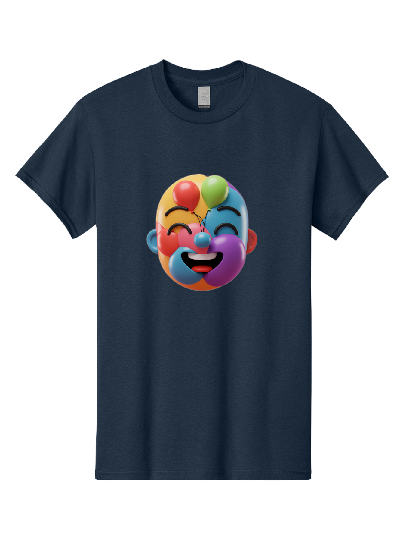 Clown-Emoji Men'S Graphic Tee, 100% Cotton, Comfortable Casual Summer Wear, Machine Washable, 3D Clown Face, Colorful Illustration, Clown Character, Balloons, Happy Expression, Vibrant Colors, Cartoon-Style, Playful Design, Joyful Atmosphere, Bae411 13