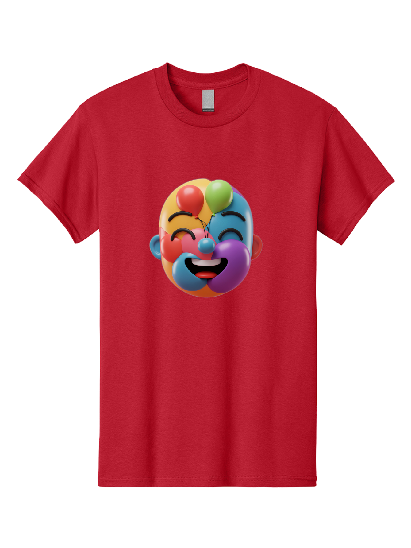 Clown-Emoji Men'S Graphic Tee, 100% Cotton, Comfortable Casual Summer Wear, Machine Washable, 3D Clown Face, Colorful Illustration, Clown Character, Balloons, Happy Expression, Vibrant Colors, Cartoon-Style, Playful Design, Joyful Atmosphere, Bae411 2