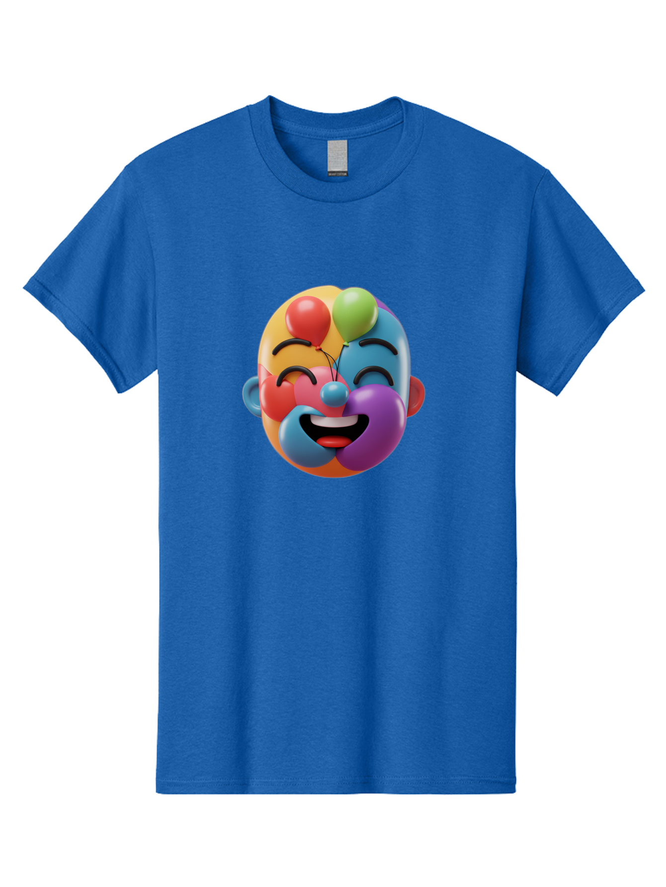 Clown-Emoji Men'S Graphic Tee, 100% Cotton, Comfortable Casual Summer Wear, Machine Washable, 3D Clown Face, Colorful Illustration, Clown Character, Balloons, Happy Expression, Vibrant Colors, Cartoon-Style, Playful Design, Joyful Atmosphere, Bae411 5