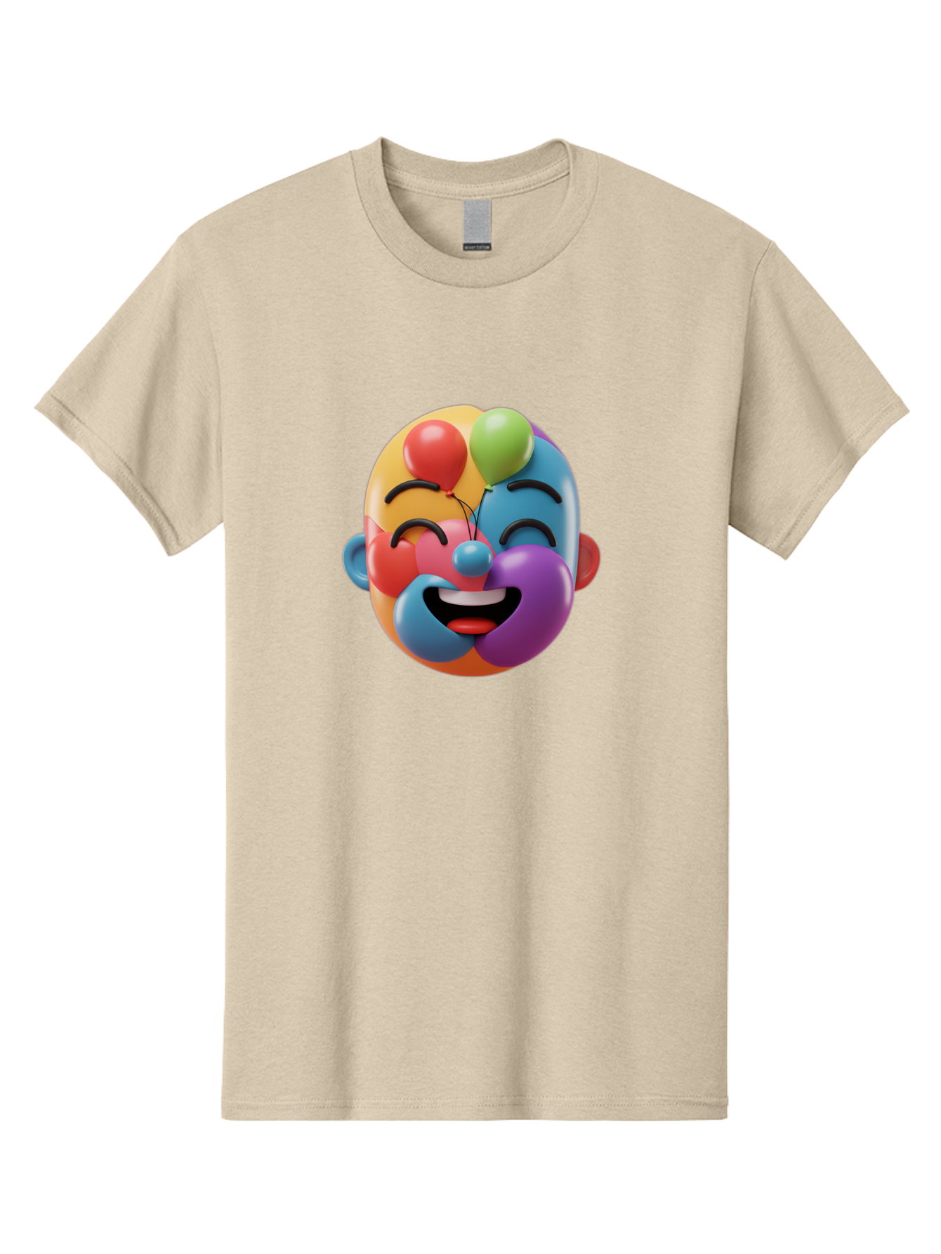 Clown-Emoji Men'S Graphic Tee, 100% Cotton, Comfortable Casual Summer Wear, Machine Washable, 3D Clown Face, Colorful Illustration, Clown Character, Balloons, Happy Expression, Vibrant Colors, Cartoon-Style, Playful Design, Joyful Atmosphere, Bae411 14