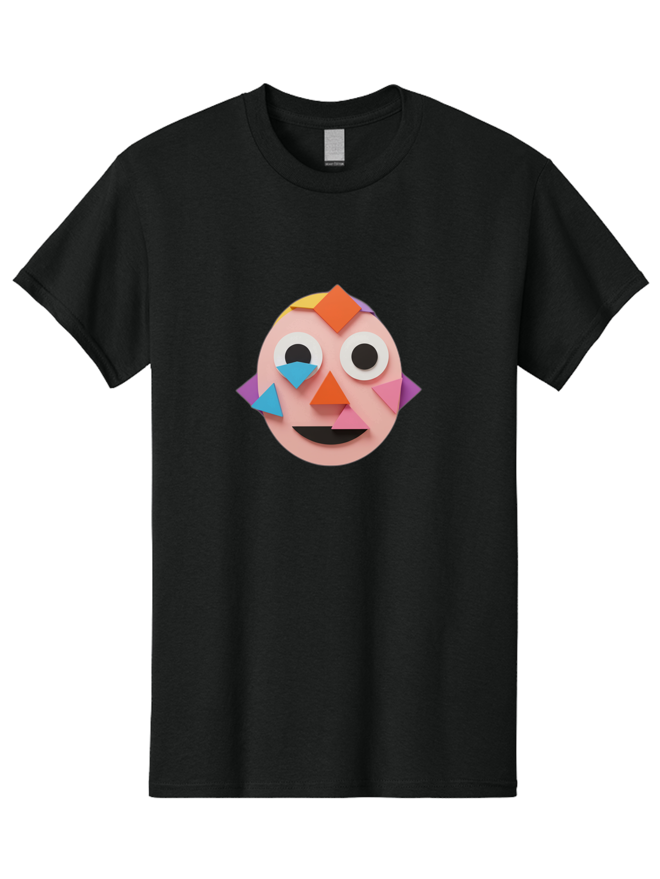 Colourful-Face Men'S Graphic Tee, 100% Cotton, Comfortable Casual Summer Wear, Machine Washable, Paper Craft Face, Colorful Geometric Shapes, Creative Art, Playful Design, Smiling Face, Happy Expression, Art Project, Diy Craft, Kids Activity Bae414 11