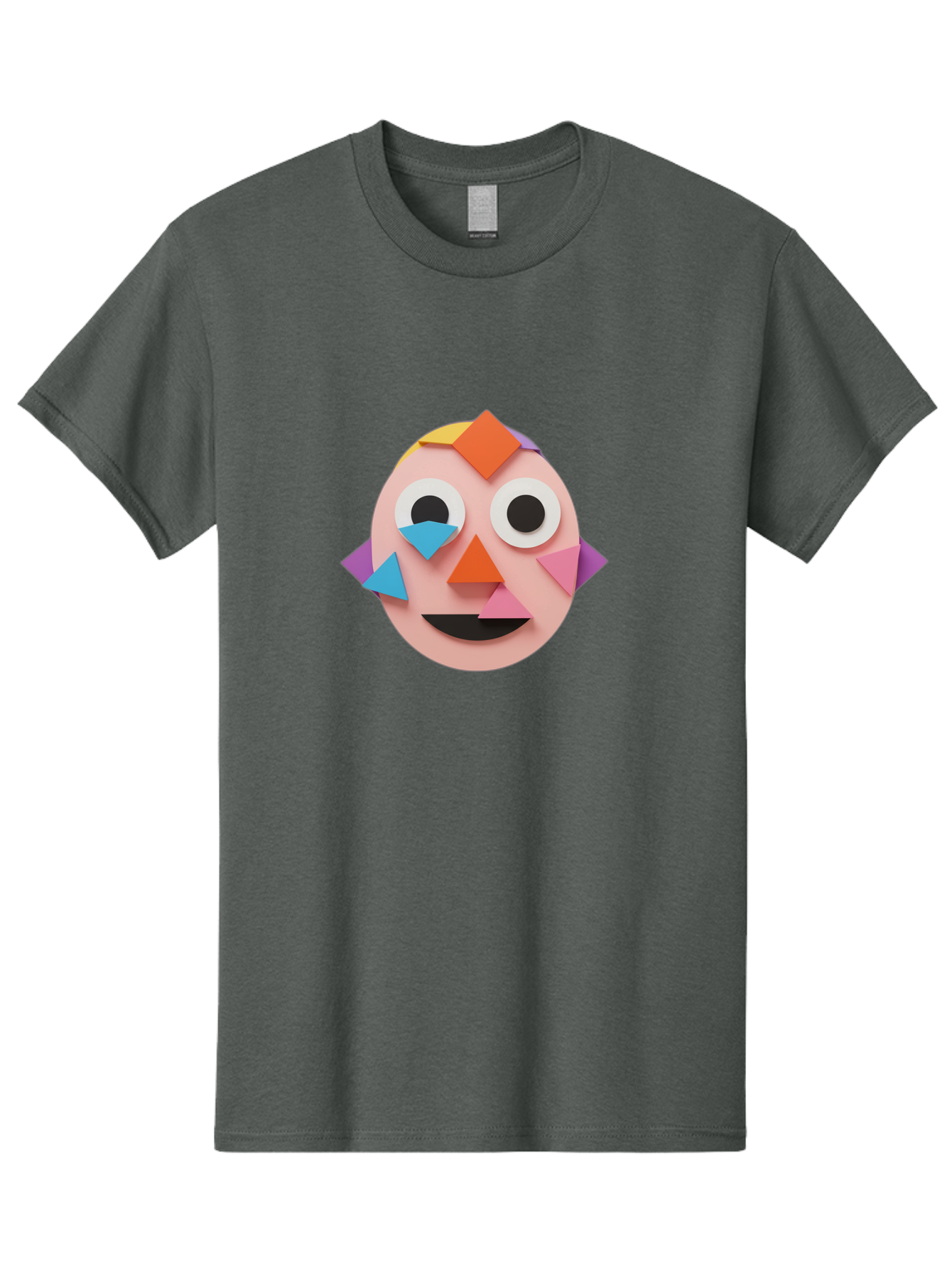 Colourful-Face Men'S Graphic Tee, 100% Cotton, Comfortable Casual Summer Wear, Machine Washable, Paper Craft Face, Colorful Geometric Shapes, Creative Art, Playful Design, Smiling Face, Happy Expression, Art Project, Diy Craft, Kids Activity Bae414 9