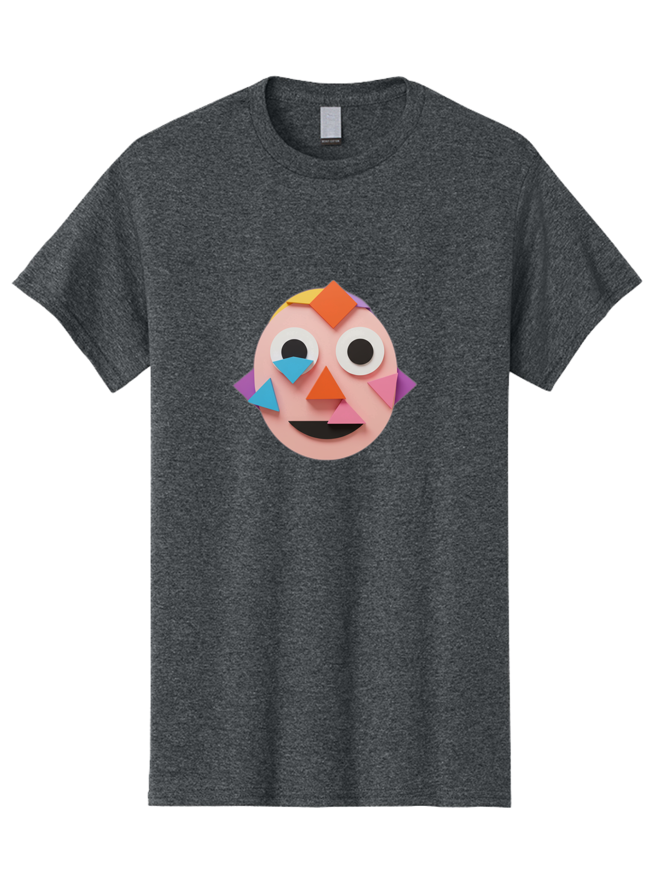 Colourful-Face Men'S Graphic Tee, 100% Cotton, Comfortable Casual Summer Wear, Machine Washable, Paper Craft Face, Colorful Geometric Shapes, Creative Art, Playful Design, Smiling Face, Happy Expression, Art Project, Diy Craft, Kids Activity Bae414 3