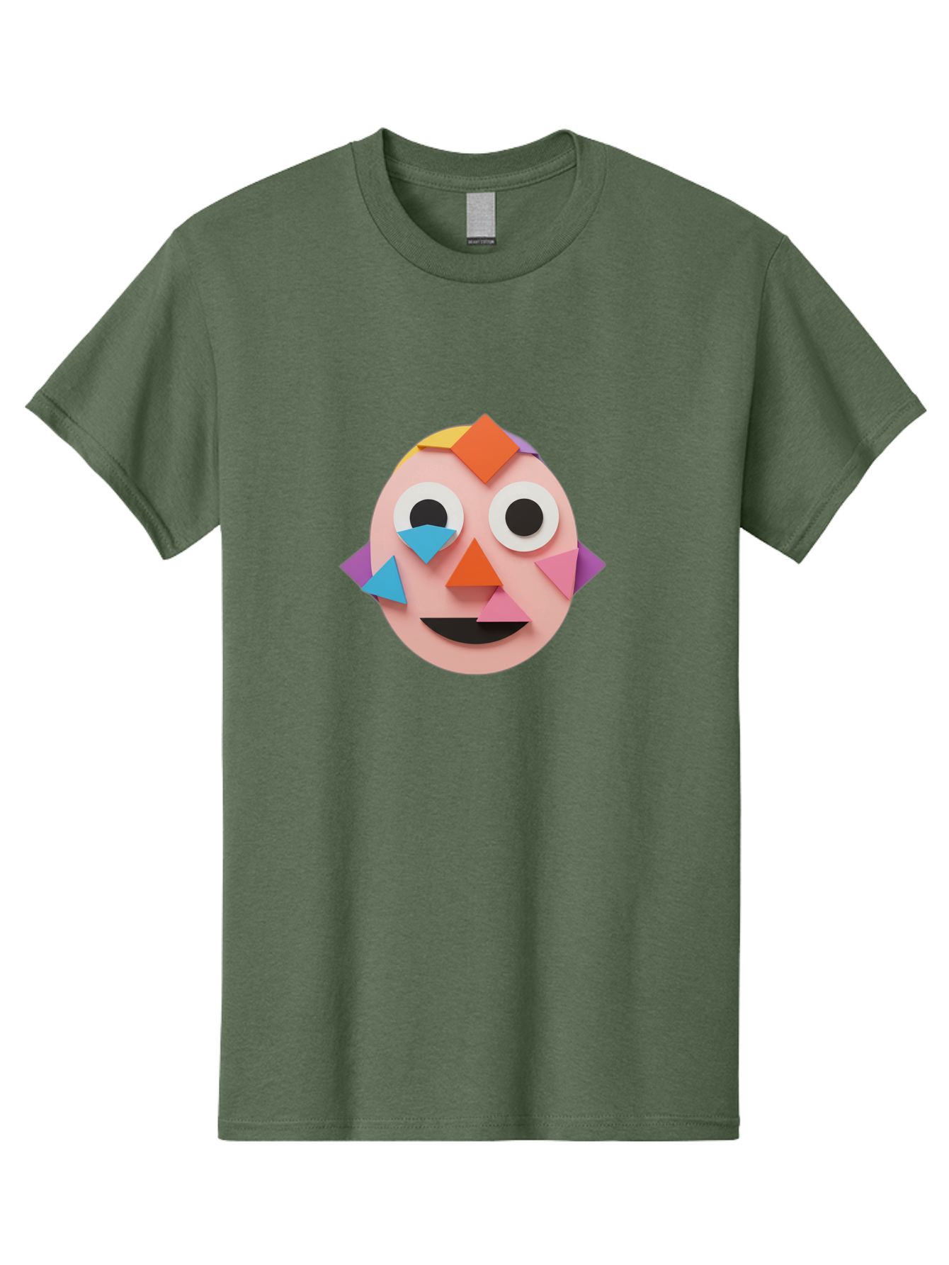 Colourful-Face Men'S Graphic Tee, 100% Cotton, Comfortable Casual Summer Wear, Machine Washable, Paper Craft Face, Colorful Geometric Shapes, Creative Art, Playful Design, Smiling Face, Happy Expression, Art Project, Diy Craft, Kids Activity Bae414 7