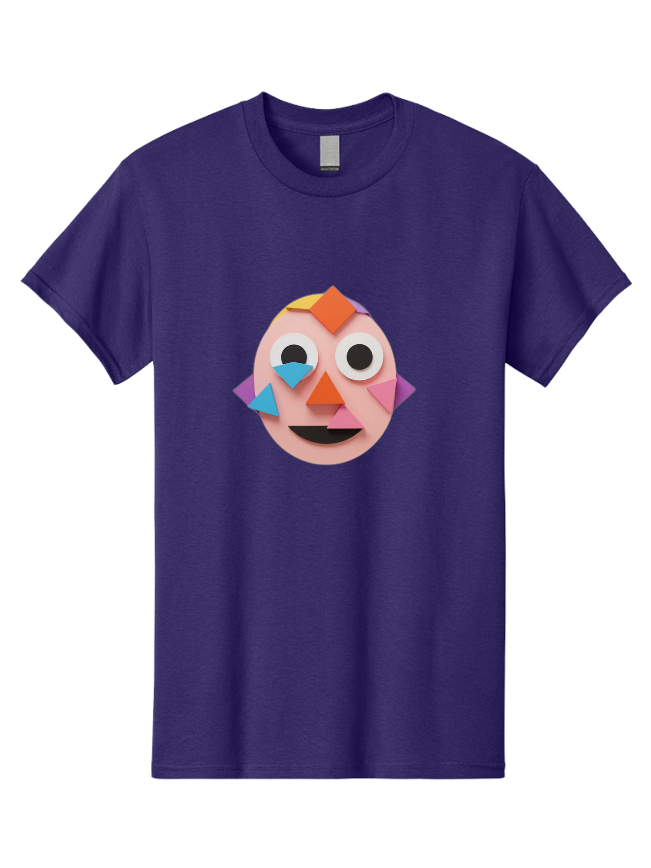 Colourful-Face Men'S Graphic Tee, 100% Cotton, Comfortable Casual Summer Wear, Machine Washable, Paper Craft Face, Colorful Geometric Shapes, Creative Art, Playful Design, Smiling Face, Happy Expression, Art Project, Diy Craft, Kids Activity Bae414 12