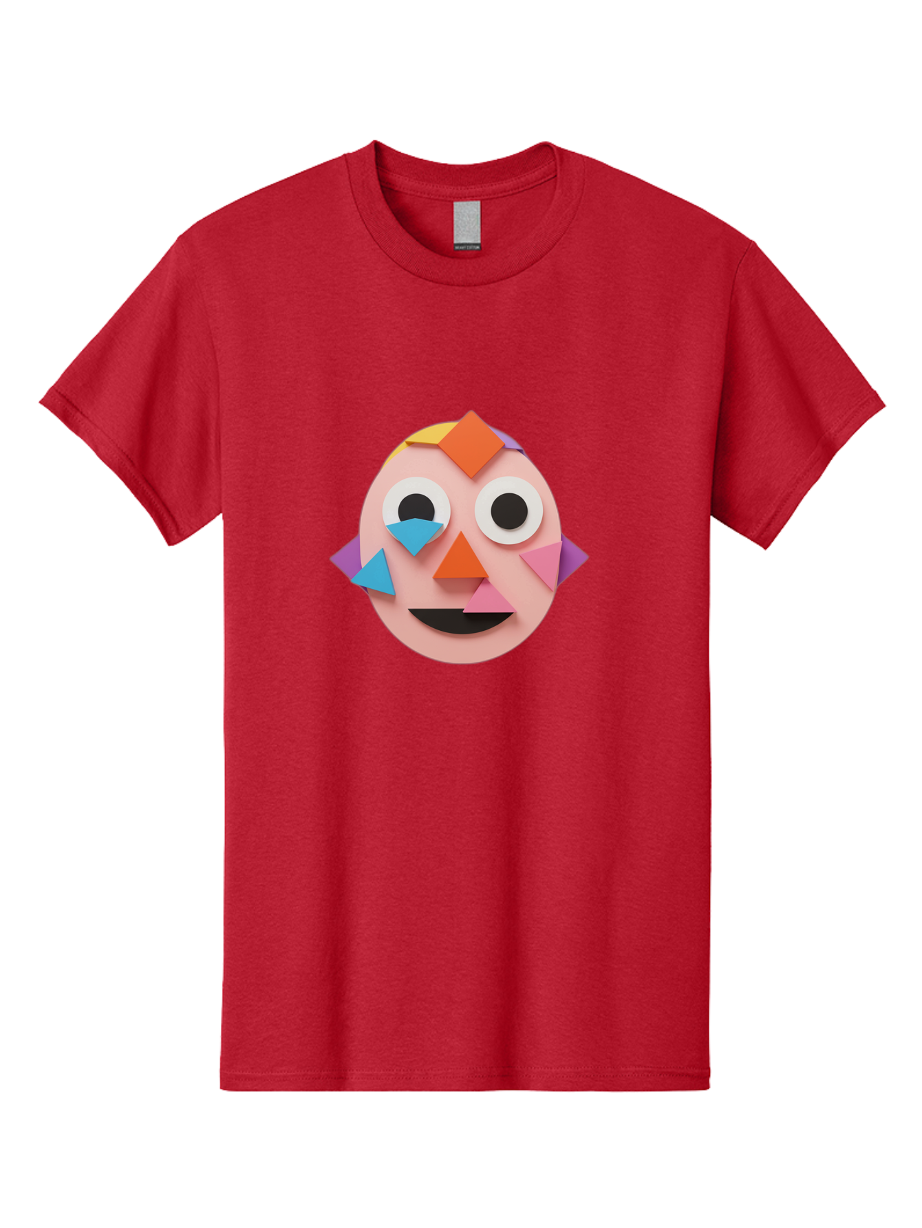 Colourful-Face Men'S Graphic Tee, 100% Cotton, Comfortable Casual Summer Wear, Machine Washable, Paper Craft Face, Colorful Geometric Shapes, Creative Art, Playful Design, Smiling Face, Happy Expression, Art Project, Diy Craft, Kids Activity Bae414 10