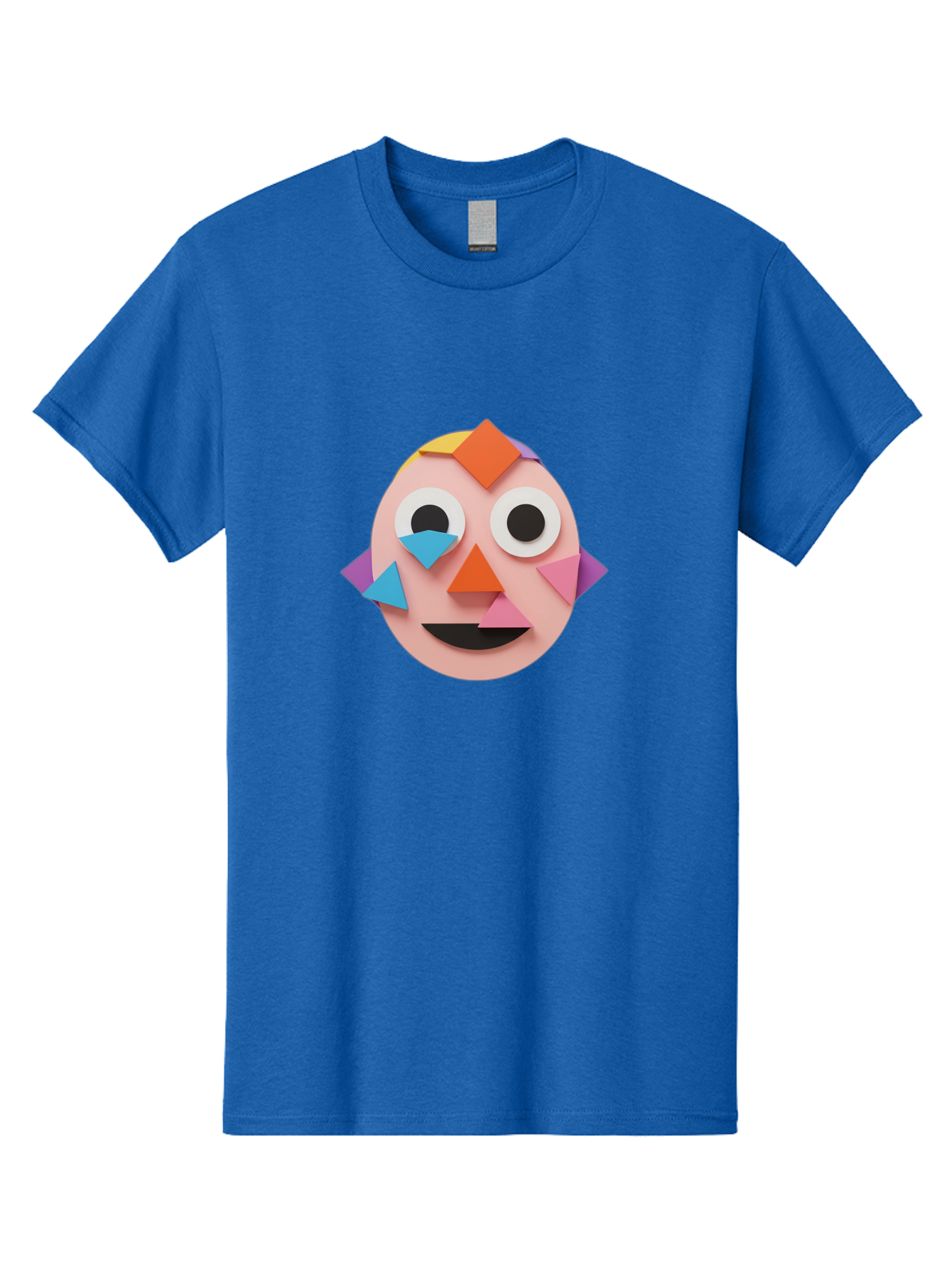 Colourful-Face Men'S Graphic Tee, 100% Cotton, Comfortable Casual Summer Wear, Machine Washable, Paper Craft Face, Colorful Geometric Shapes, Creative Art, Playful Design, Smiling Face, Happy Expression, Art Project, Diy Craft, Kids Activity Bae414 8