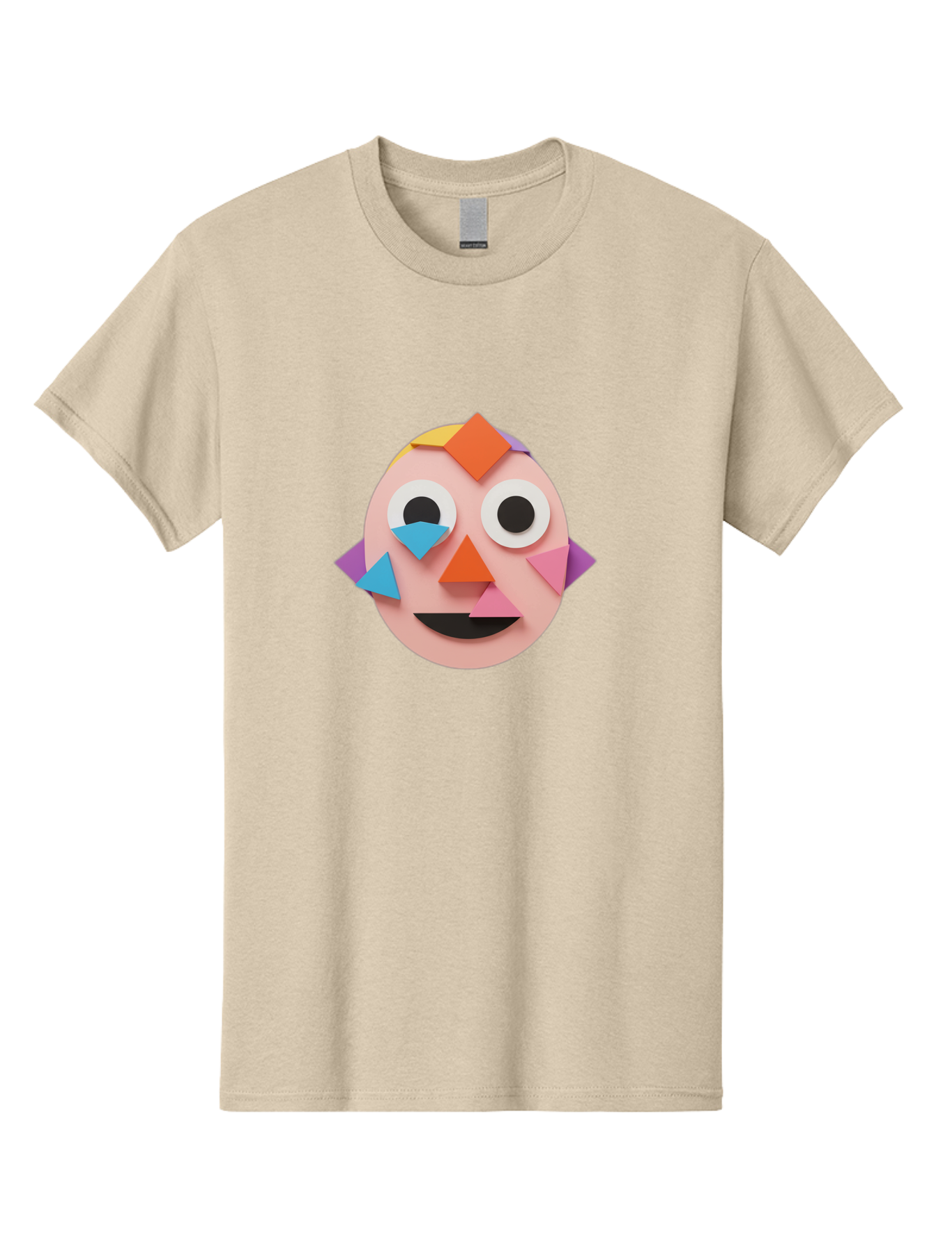 Colourful-Face Men'S Graphic Tee, 100% Cotton, Comfortable Casual Summer Wear, Machine Washable, Paper Craft Face, Colorful Geometric Shapes, Creative Art, Playful Design, Smiling Face, Happy Expression, Art Project, Diy Craft, Kids Activity Bae414 6