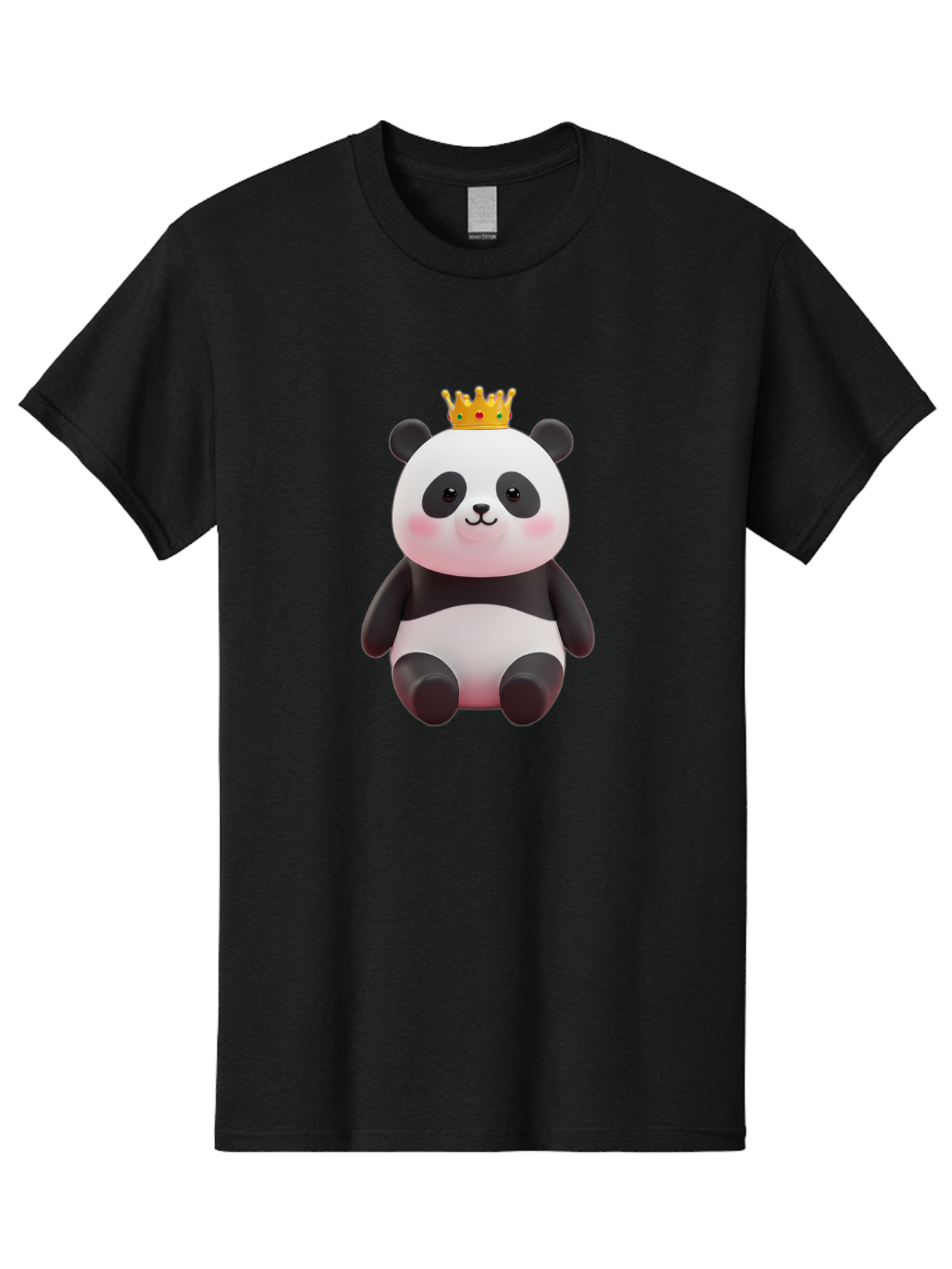 Crowned-Panda-1 Men'S Graphic Tee, 100% Cotton, Comfortable Casual Summer Wear, Machine Washable, Cartoon Panda, 3D Illustration, Panda Bear, Crown On Head, Regal Animal, Cute Expression, Rosy Cheeks, Kawaii Character, Adorable Design, Bae419 8