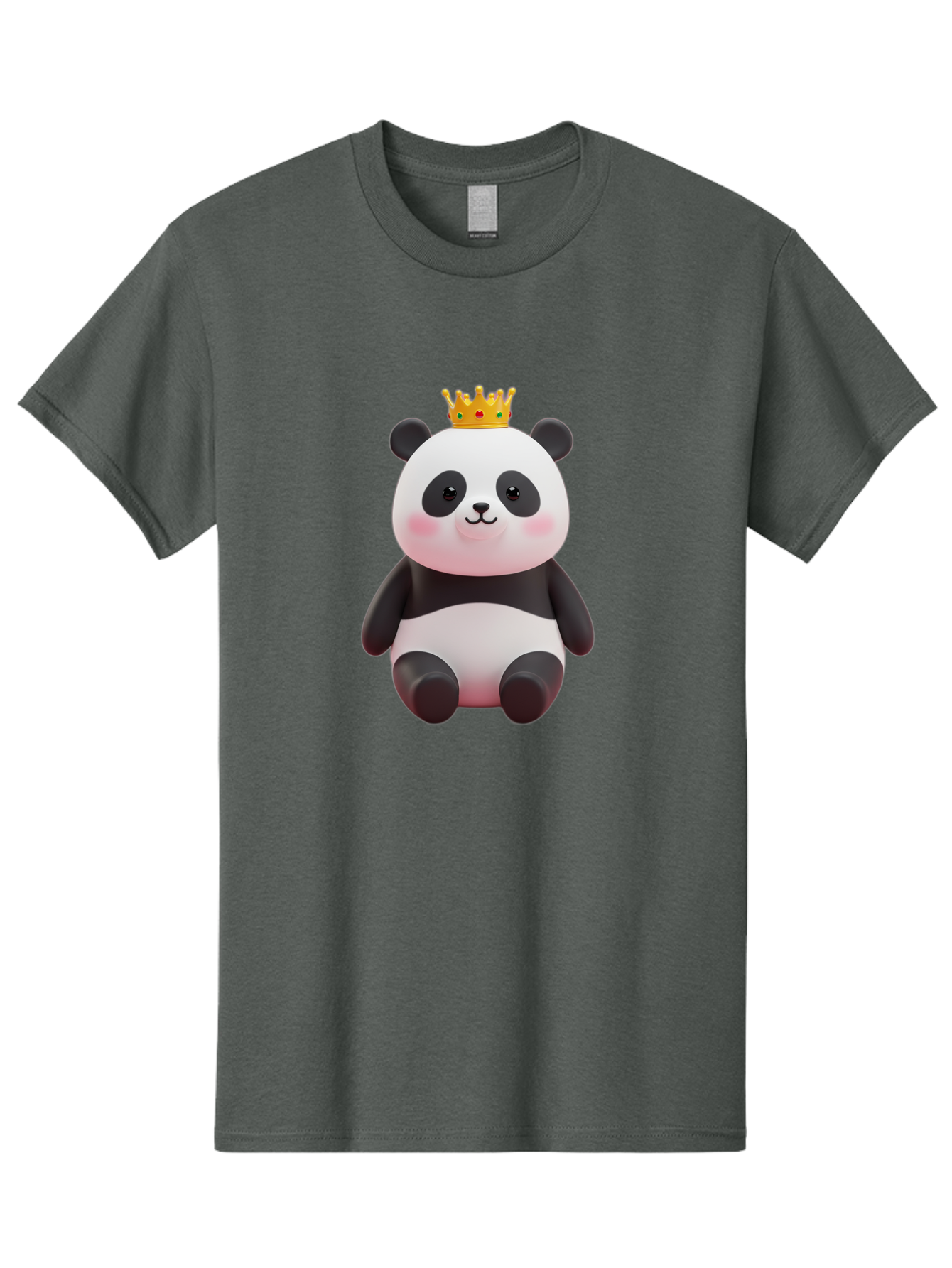 Crowned-Panda-1 Men'S Graphic Tee, 100% Cotton, Comfortable Casual Summer Wear, Machine Washable, Cartoon Panda, 3D Illustration, Panda Bear, Crown On Head, Regal Animal, Cute Expression, Rosy Cheeks, Kawaii Character, Adorable Design, Bae419 3