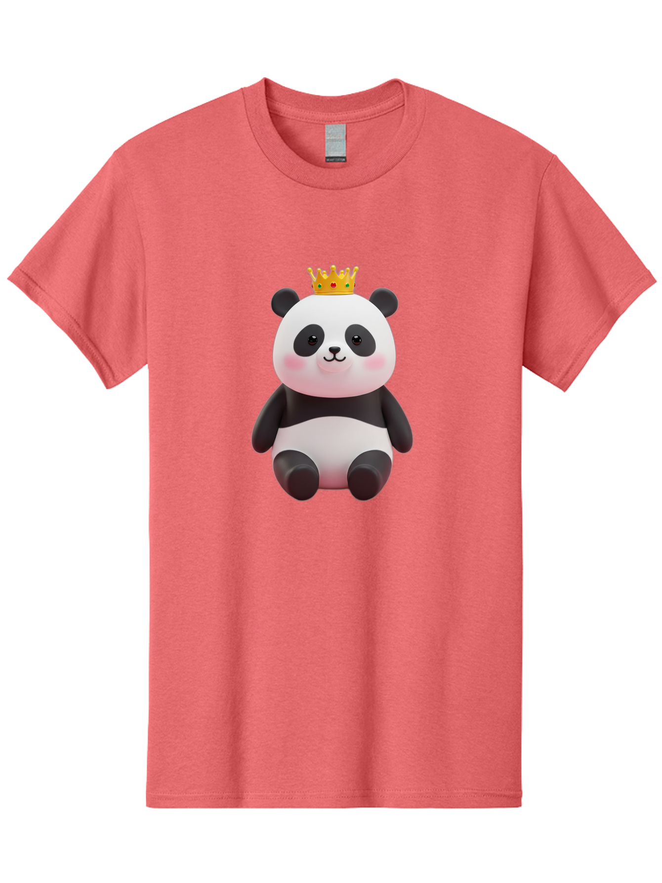 Crowned-Panda-1 Men'S Graphic Tee, 100% Cotton, Comfortable Casual Summer Wear, Machine Washable, Cartoon Panda, 3D Illustration, Panda Bear, Crown On Head, Regal Animal, Cute Expression, Rosy Cheeks, Kawaii Character, Adorable Design, Bae419 1