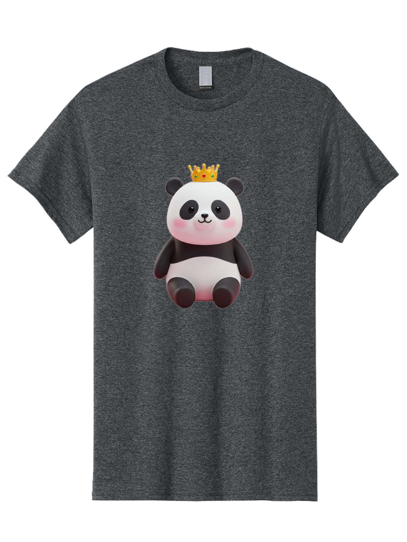 Crowned-Panda-1 Men'S Graphic Tee, 100% Cotton, Comfortable Casual Summer Wear, Machine Washable, Cartoon Panda, 3D Illustration, Panda Bear, Crown On Head, Regal Animal, Cute Expression, Rosy Cheeks, Kawaii Character, Adorable Design, Bae419 14