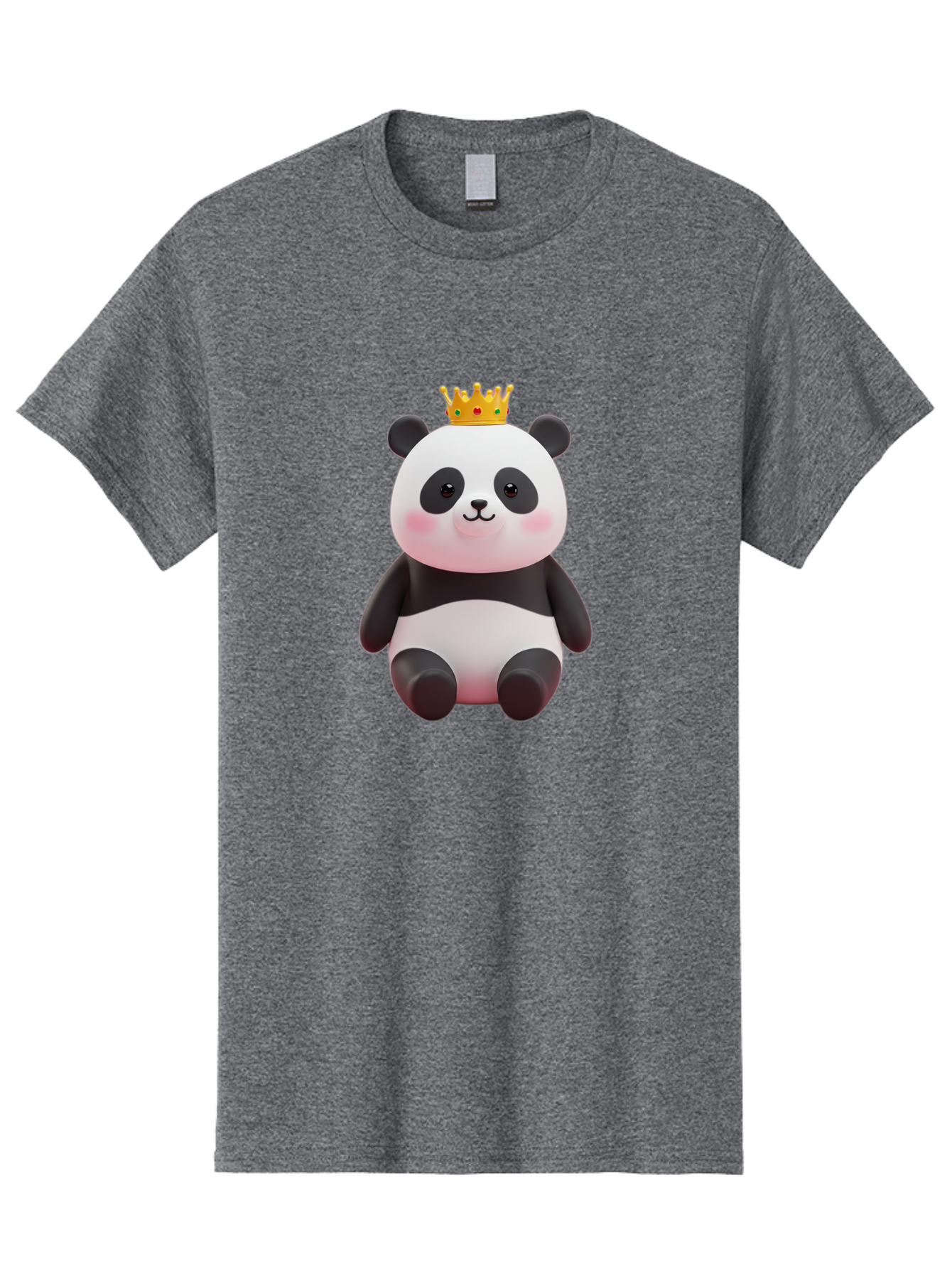 Crowned-Panda-1 Men'S Graphic Tee, 100% Cotton, Comfortable Casual Summer Wear, Machine Washable, Cartoon Panda, 3D Illustration, Panda Bear, Crown On Head, Regal Animal, Cute Expression, Rosy Cheeks, Kawaii Character, Adorable Design, Bae419 9