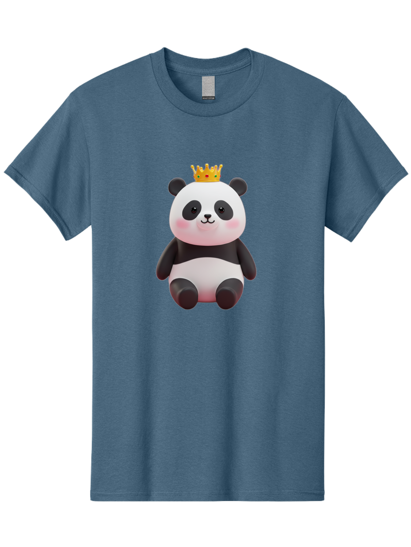 Crowned-Panda-1 Men'S Graphic Tee, 100% Cotton, Comfortable Casual Summer Wear, Machine Washable, Cartoon Panda, 3D Illustration, Panda Bear, Crown On Head, Regal Animal, Cute Expression, Rosy Cheeks, Kawaii Character, Adorable Design, Bae419 13