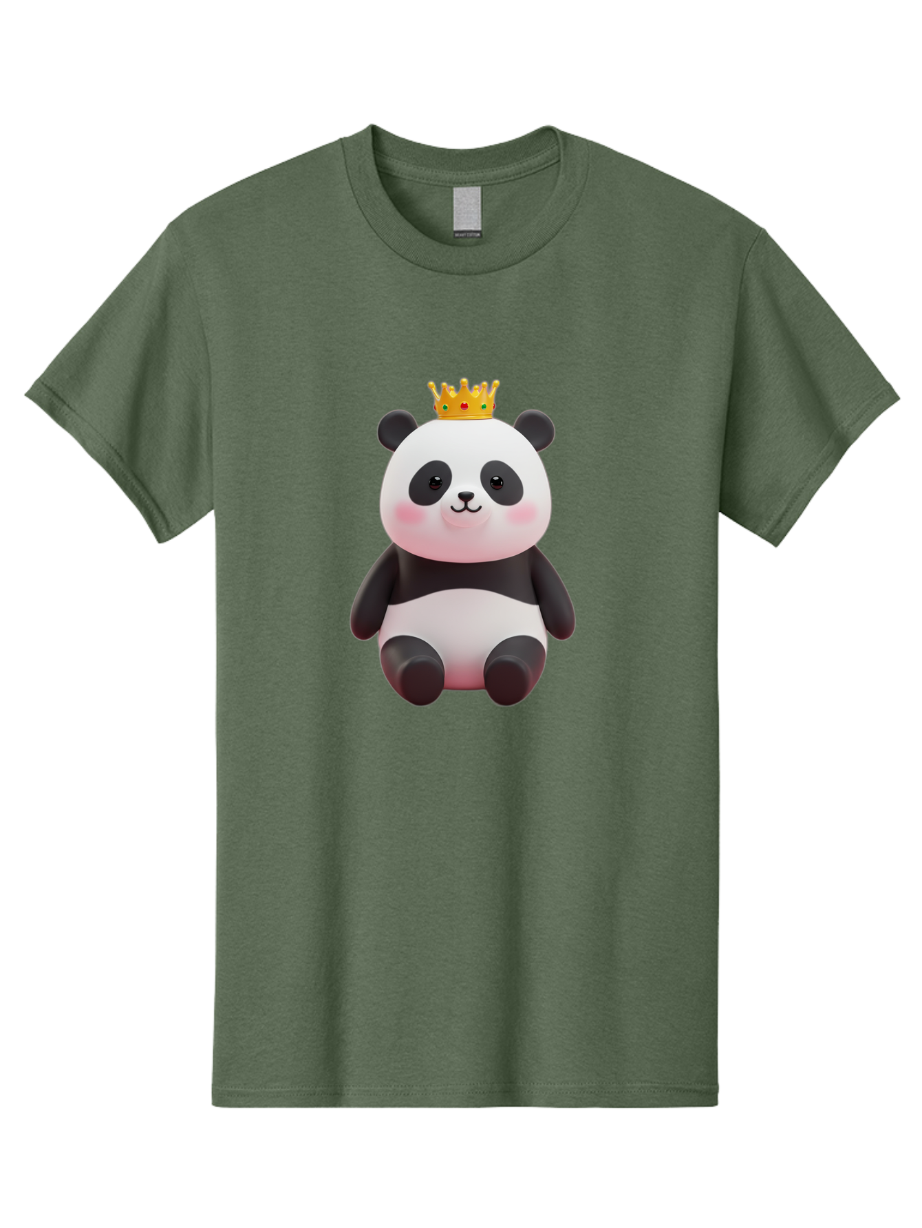 Crowned-Panda-1 Men'S Graphic Tee, 100% Cotton, Comfortable Casual Summer Wear, Machine Washable, Cartoon Panda, 3D Illustration, Panda Bear, Crown On Head, Regal Animal, Cute Expression, Rosy Cheeks, Kawaii Character, Adorable Design, Bae419 5