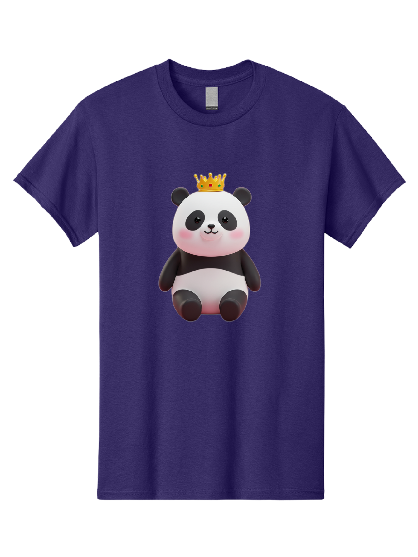 Crowned-Panda-1 Men'S Graphic Tee, 100% Cotton, Comfortable Casual Summer Wear, Machine Washable, Cartoon Panda, 3D Illustration, Panda Bear, Crown On Head, Regal Animal, Cute Expression, Rosy Cheeks, Kawaii Character, Adorable Design, Bae419 10