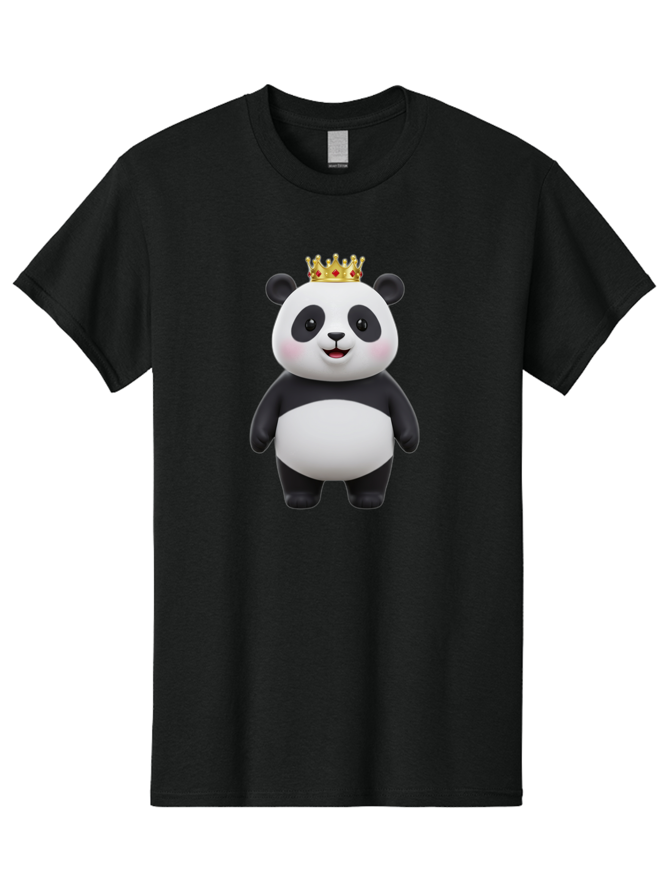 Crowned-Panda Men'S Graphic Tee, 100% Cotton, Comfortable Casual Summer Wear, Machine Washable, Cartoon Panda Bear, Royal Crown, Cute Animal, Adorable Face, Black And White Panda, Funny Character, Kawaii Art, Digital Illustration, Bae420 1