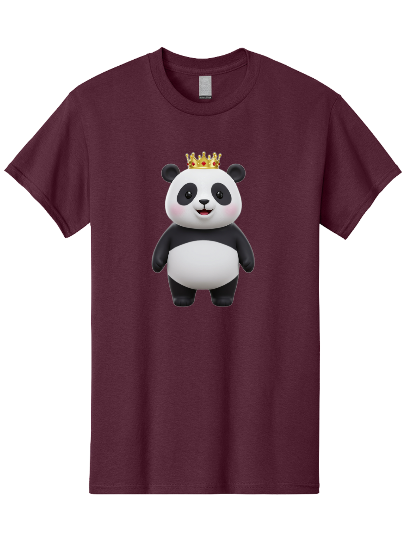 Crowned-Panda Men'S Graphic Tee, 100% Cotton, Comfortable Casual Summer Wear, Machine Washable, Cartoon Panda Bear, Royal Crown, Cute Animal, Adorable Face, Black And White Panda, Funny Character, Kawaii Art, Digital Illustration, Bae420 4