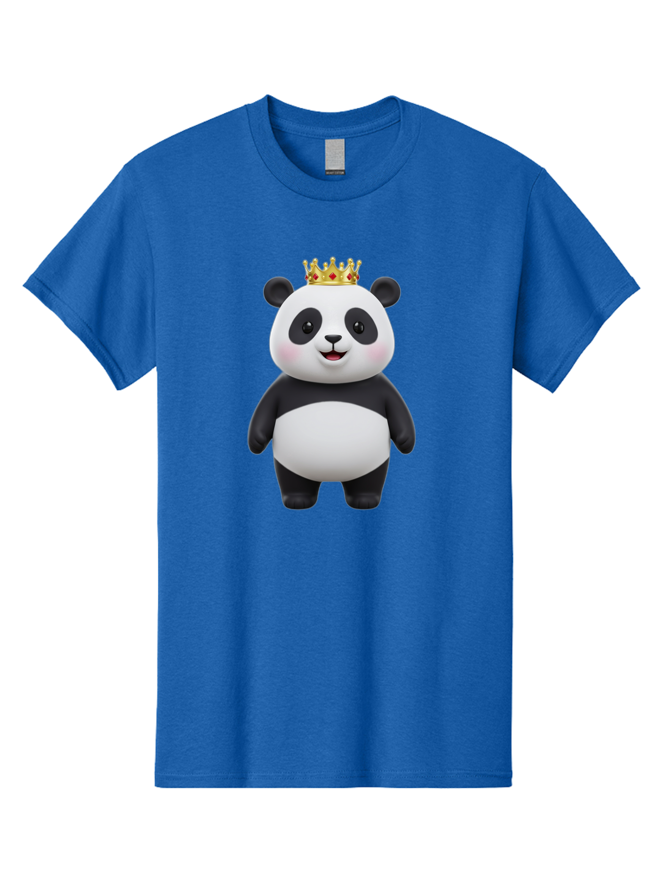 Crowned-Panda Men'S Graphic Tee, 100% Cotton, Comfortable Casual Summer Wear, Machine Washable, Cartoon Panda Bear, Royal Crown, Cute Animal, Adorable Face, Black And White Panda, Funny Character, Kawaii Art, Digital Illustration, Bae420 3