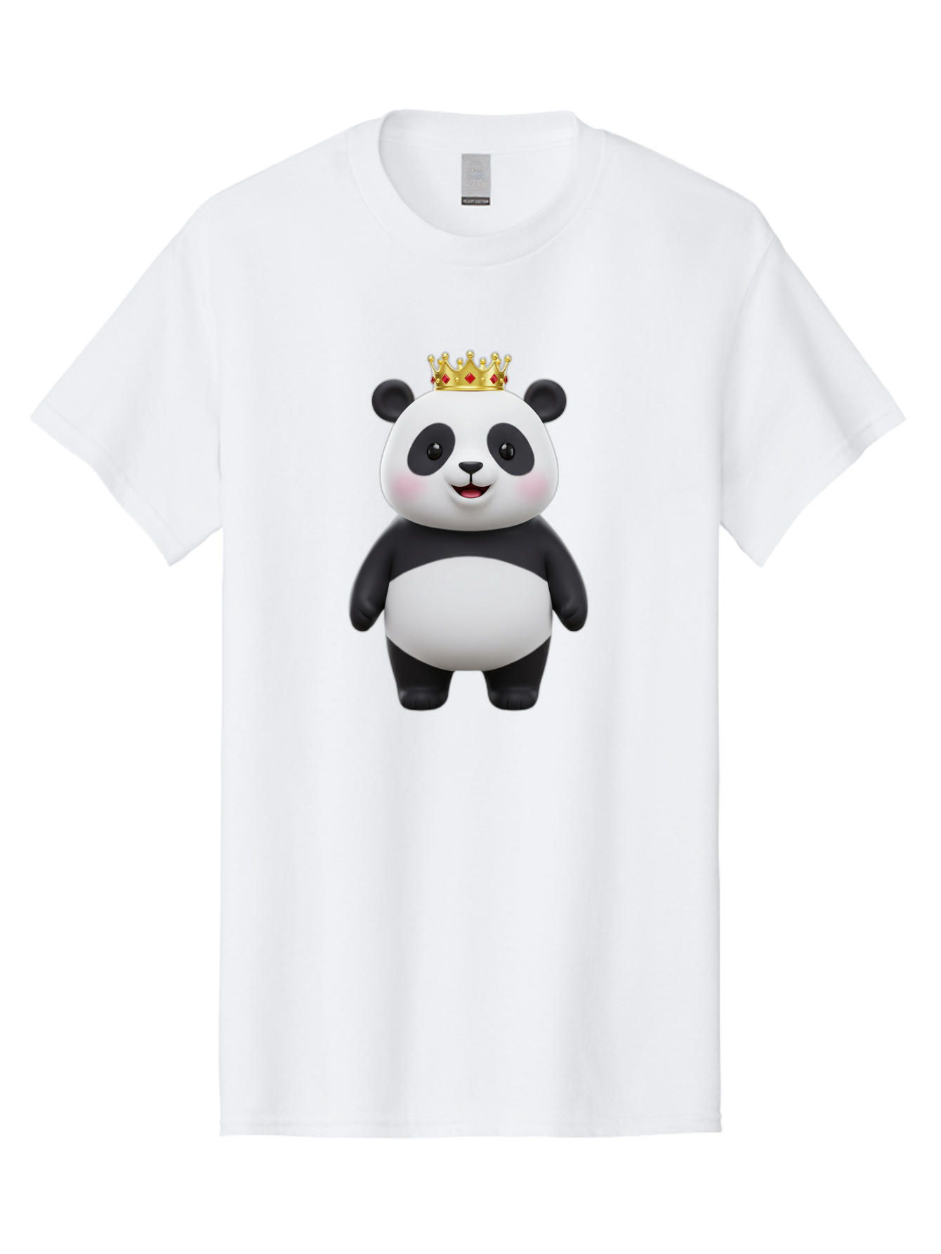 Crowned-Panda Men'S Graphic Tee, 100% Cotton, Comfortable Casual Summer Wear, Machine Washable, Cartoon Panda Bear, Royal Crown, Cute Animal, Adorable Face, Black And White Panda, Funny Character, Kawaii Art, Digital Illustration, Bae420 15