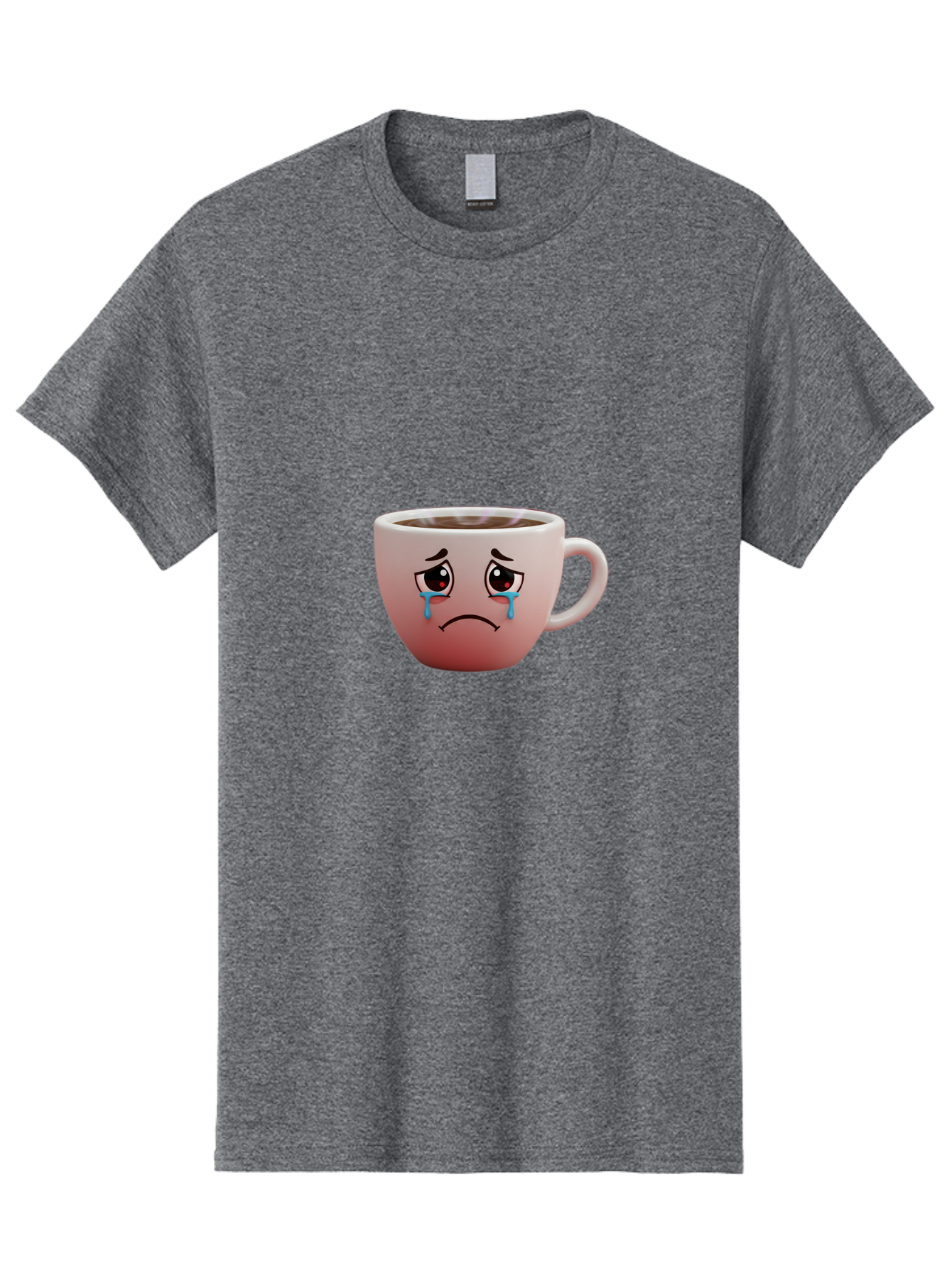 Crying-Coffee-Cup-1 Men'S Graphic Tee, 100% Cotton, Comfortable Casual Summer Wear, Machine Washable, Coffee Cup With Sad Face, Crying Eyes, Frowning Expression, Emotional Coffee, Coffee Lover Emotions, Sad Coffee Moment, Coffee Cup Feelings Bae421 2