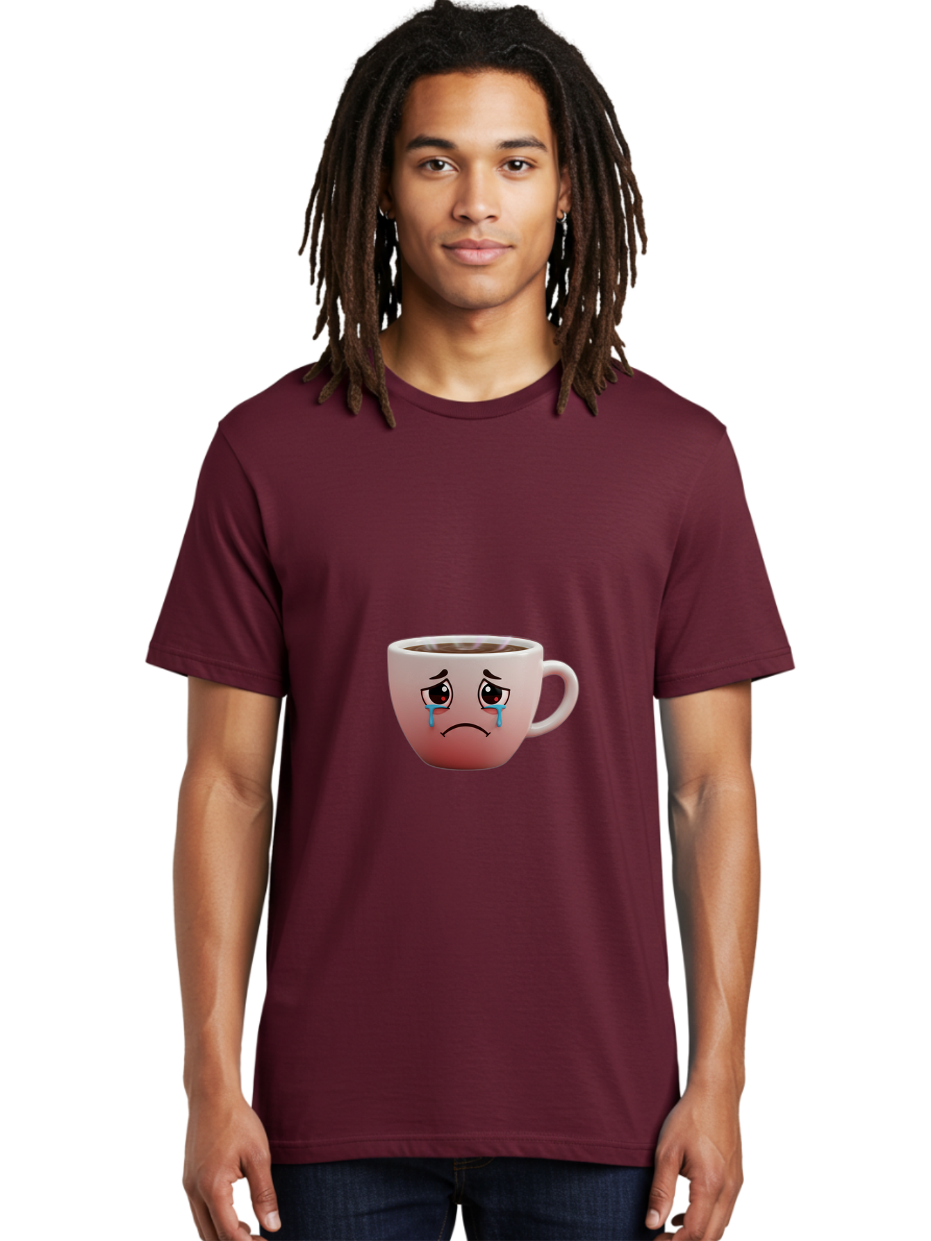 Crying-Coffee-Cup-1 Men'S Graphic Tee, 100% Cotton, Comfortable Casual Summer Wear, Machine Washable, Coffee Cup With Sad Face, Crying Eyes, Frowning Expression, Emotional Coffee, Coffee Lover Emotions, Sad Coffee Moment, Coffee Cup Feelings Bae421 24