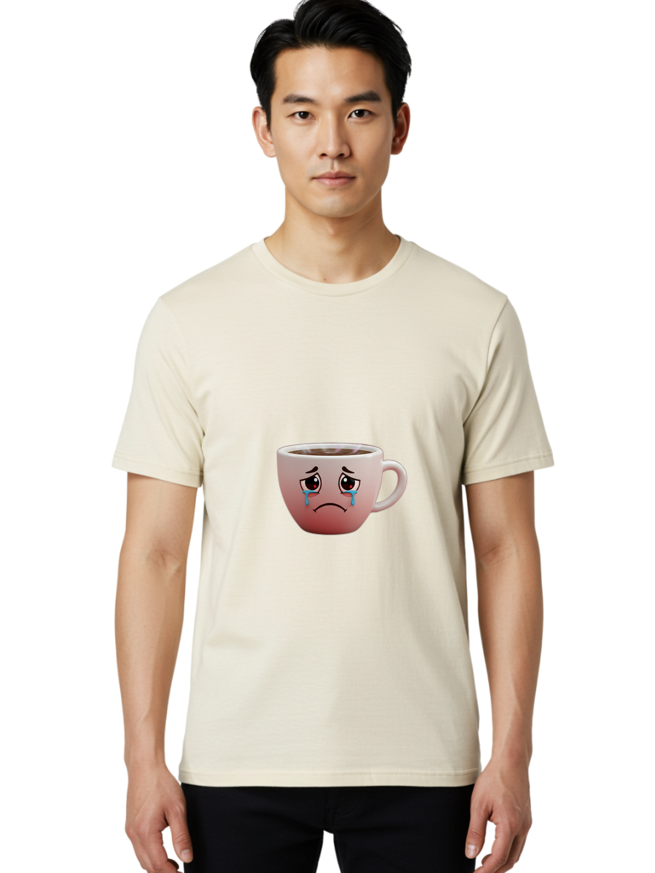 Crying-Coffee-Cup-1 Men'S Graphic Tee, 100% Cotton, Comfortable Casual Summer Wear, Machine Washable, Coffee Cup With Sad Face, Crying Eyes, Frowning Expression, Emotional Coffee, Coffee Lover Emotions, Sad Coffee Moment, Coffee Cup Feelings Bae421 22