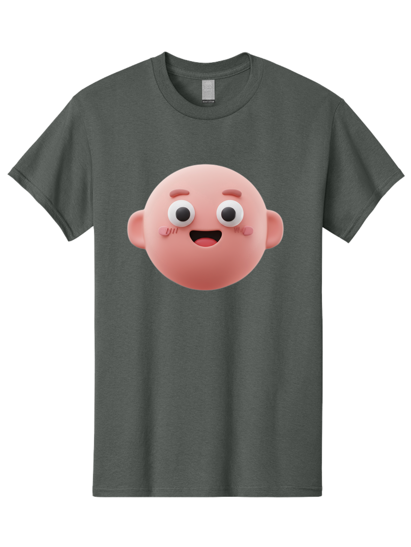 Cute-3D-Emoji-Face Men'S Graphic Tee, 100% Cotton, Comfortable Casual Summer Wear, Machine Washable, Smiling Face, Cartoon Character, Pink Hue, Cheerful Expression, Wide Eyes, Smiling Mouth, Rosy Cheeks, Cute Emoji, Playful Design, Funny Face Bae423 9