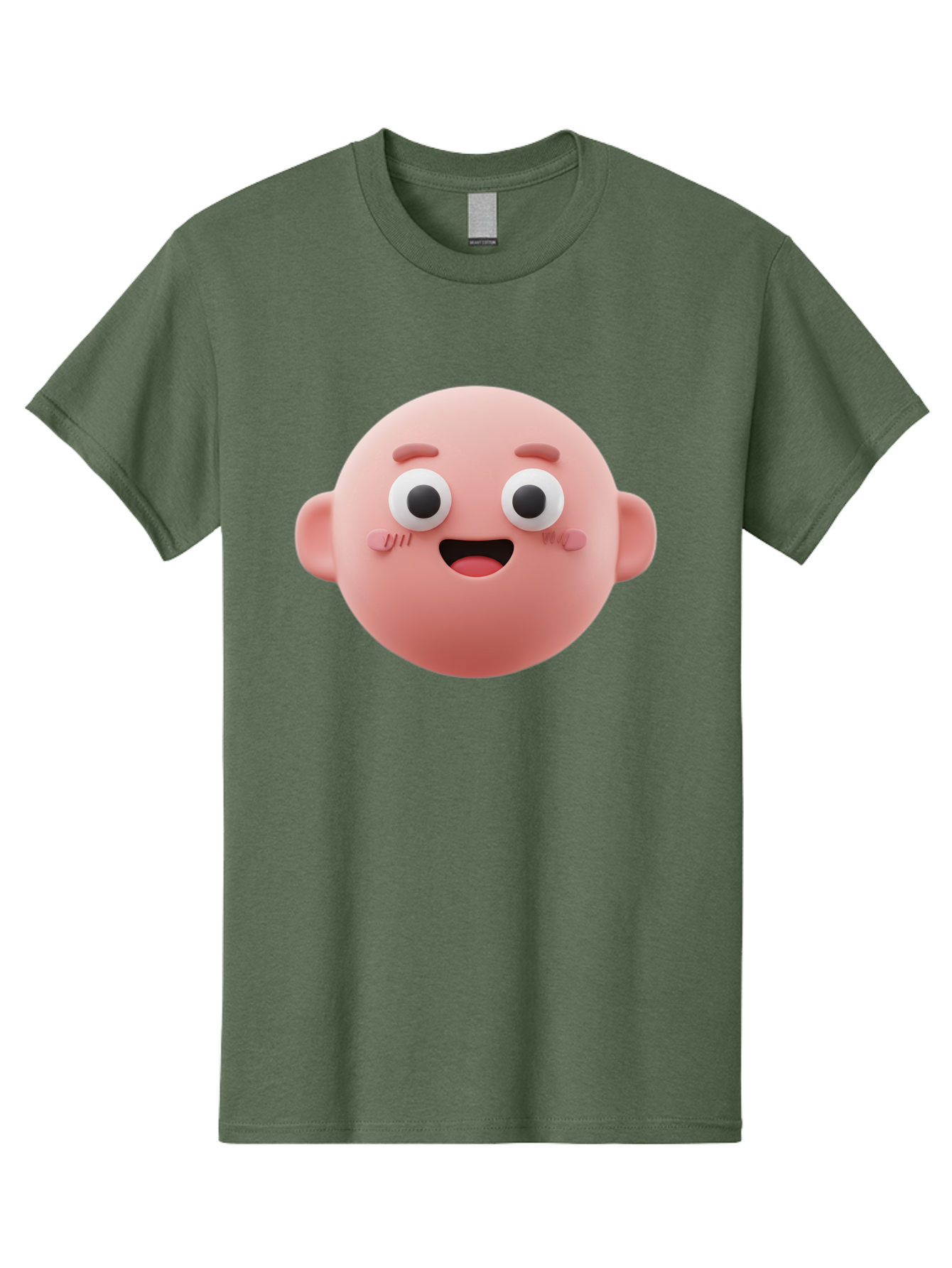 Cute-3D-Emoji-Face Men'S Graphic Tee, 100% Cotton, Comfortable Casual Summer Wear, Machine Washable, Smiling Face, Cartoon Character, Pink Hue, Cheerful Expression, Wide Eyes, Smiling Mouth, Rosy Cheeks, Cute Emoji, Playful Design, Funny Face Bae423 15