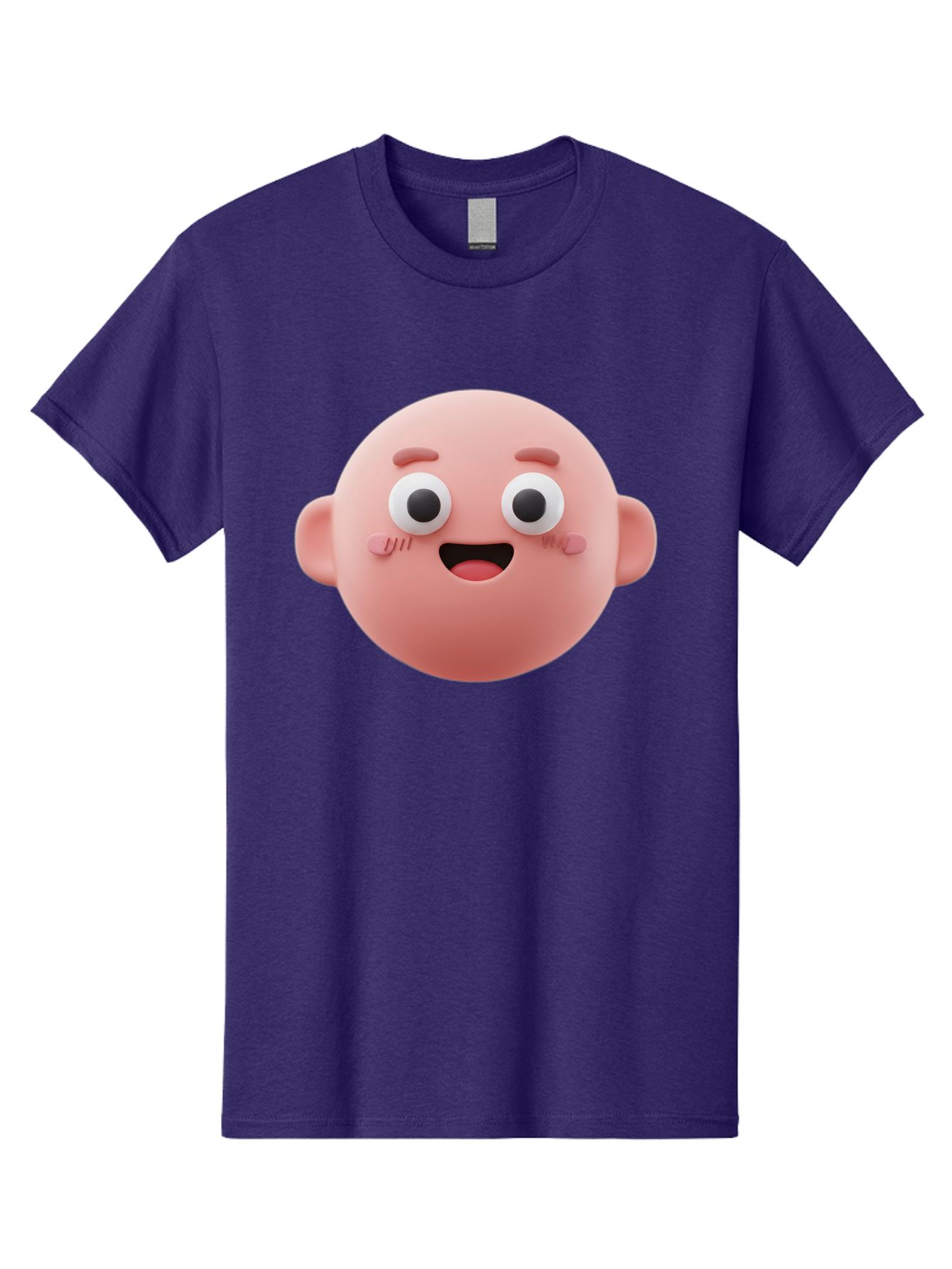 Cute-3D-Emoji-Face Men'S Graphic Tee, 100% Cotton, Comfortable Casual Summer Wear, Machine Washable, Smiling Face, Cartoon Character, Pink Hue, Cheerful Expression, Wide Eyes, Smiling Mouth, Rosy Cheeks, Cute Emoji, Playful Design, Funny Face Bae423 12