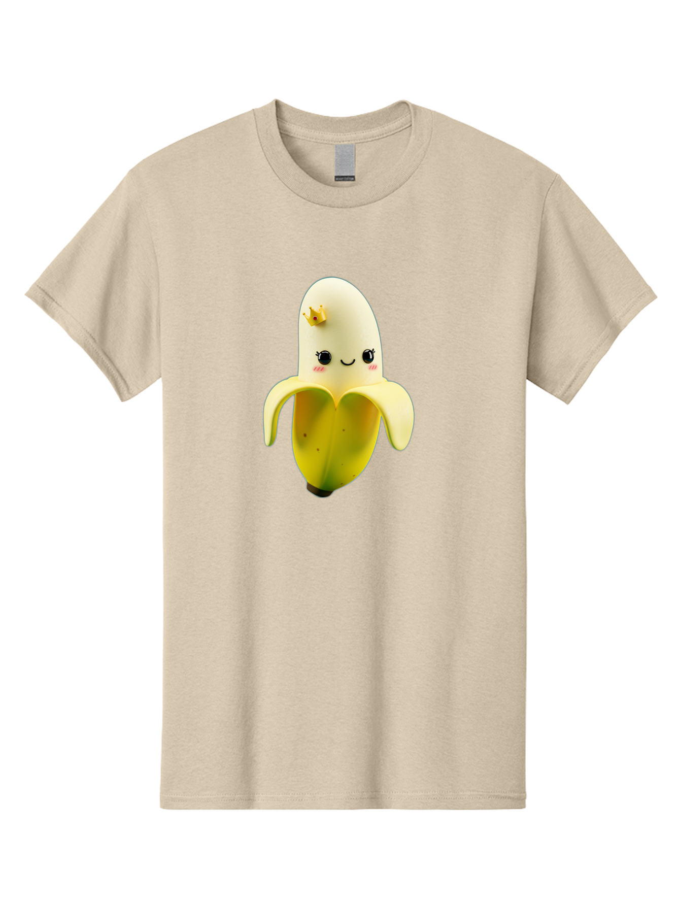 Cute-Banana Men'S Graphic Tee, 100% Cotton, Comfortable Casual Summer Wear, Machine Washable, Cartoon Banana Character, Cute Fruit Design, Banana Prince, Kawaii Fruit, Adorable Banana, Funny Fruit Character, Yellow Fruit, Smiling Banana Bae424 3