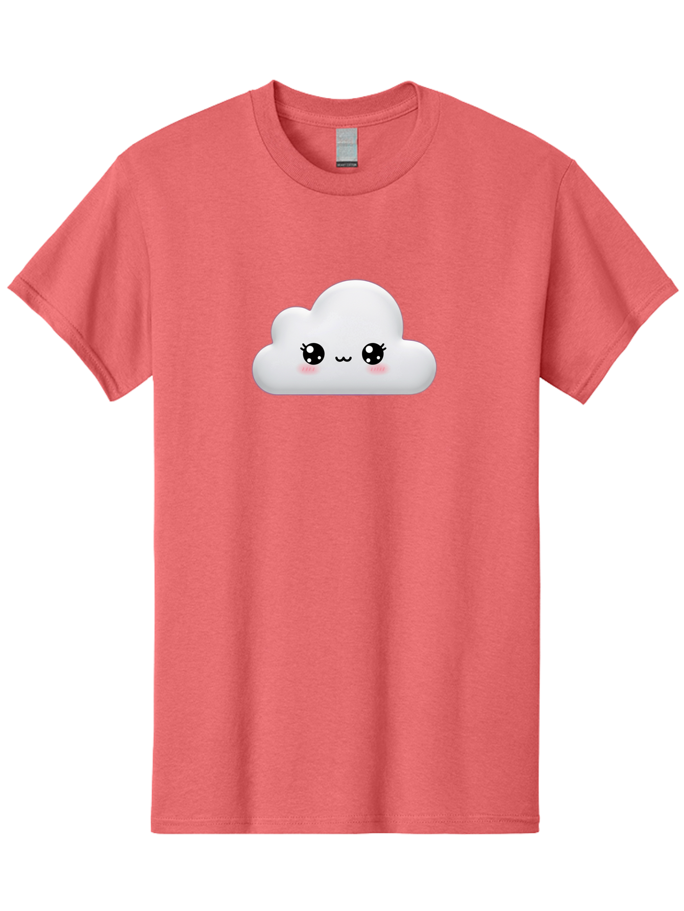 Cute-Cloud-1 Men'S Graphic Tee, 100% Cotton, Comfortable Casual Summer Wear, Machine Washable, Cartoon Cloud, Cute Character, Kawaii Illustration, Adorable Design, Fluffy Cloud, Smiling Face, Pink Cheeks, Eyelashes, Childlike Charm, Bae425 13