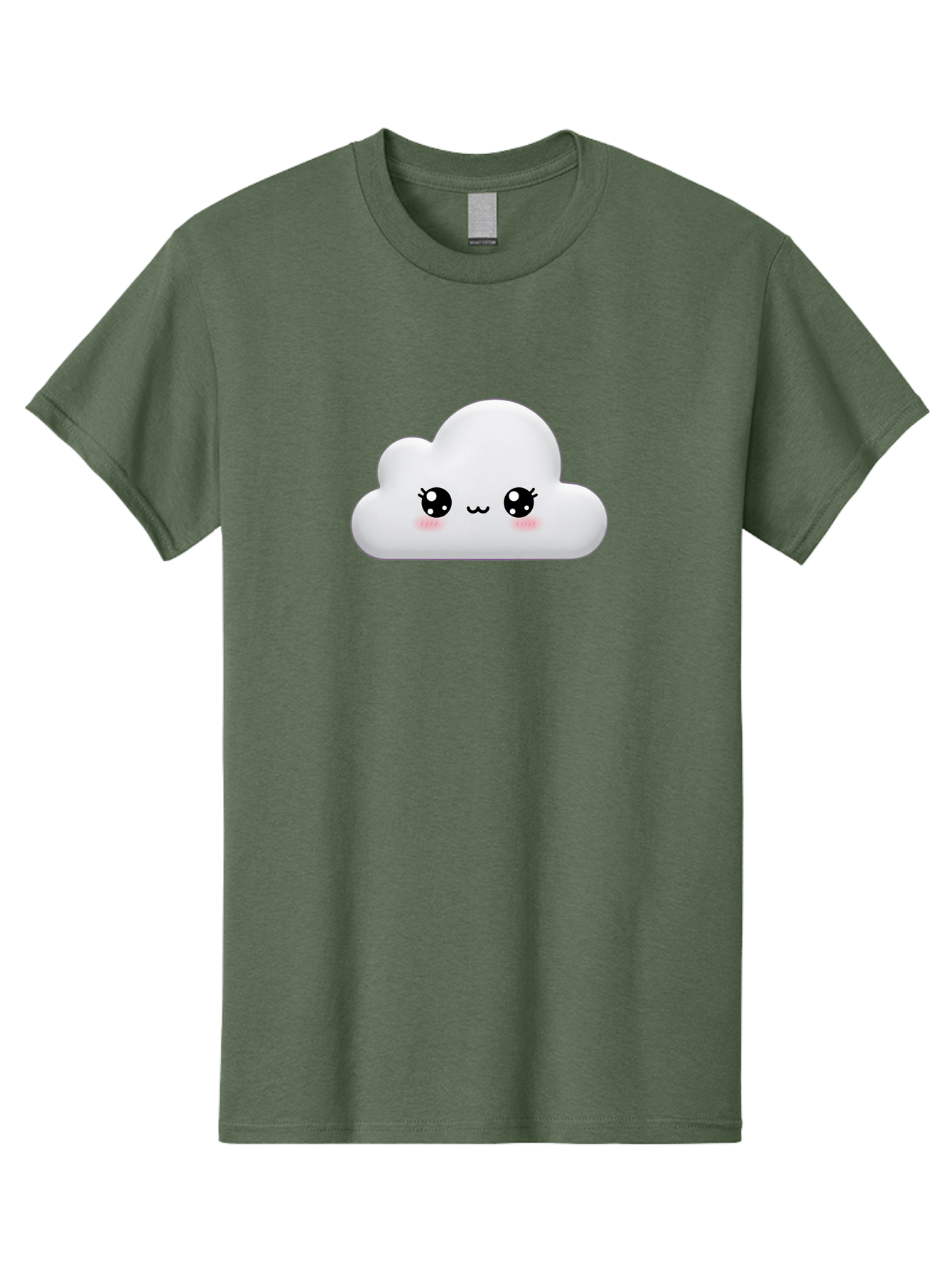 Cute-Cloud-1 Men'S Graphic Tee, 100% Cotton, Comfortable Casual Summer Wear, Machine Washable, Cartoon Cloud, Cute Character, Kawaii Illustration, Adorable Design, Fluffy Cloud, Smiling Face, Pink Cheeks, Eyelashes, Childlike Charm, Bae425 5