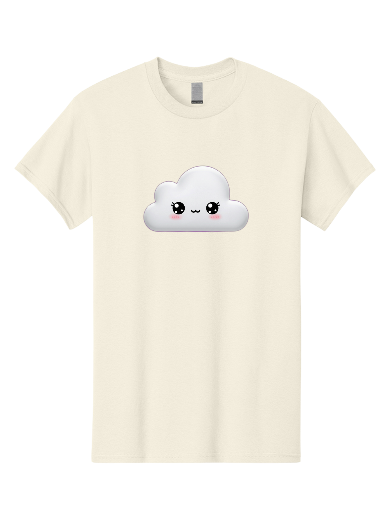 Cute-Cloud-1 Men'S Graphic Tee, 100% Cotton, Comfortable Casual Summer Wear, Machine Washable, Cartoon Cloud, Cute Character, Kawaii Illustration, Adorable Design, Fluffy Cloud, Smiling Face, Pink Cheeks, Eyelashes, Childlike Charm, Bae425 14
