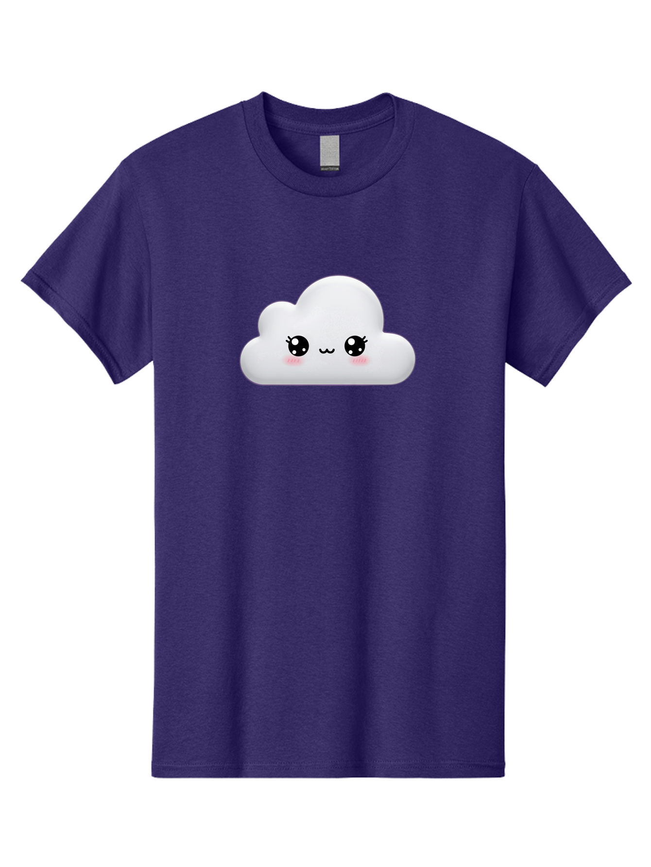 Cute-Cloud-1 Men'S Graphic Tee, 100% Cotton, Comfortable Casual Summer Wear, Machine Washable, Cartoon Cloud, Cute Character, Kawaii Illustration, Adorable Design, Fluffy Cloud, Smiling Face, Pink Cheeks, Eyelashes, Childlike Charm, Bae425 12