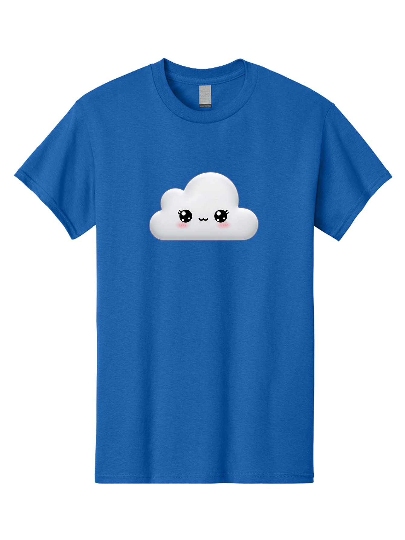 Cute-Cloud-1 Men'S Graphic Tee, 100% Cotton, Comfortable Casual Summer Wear, Machine Washable, Cartoon Cloud, Cute Character, Kawaii Illustration, Adorable Design, Fluffy Cloud, Smiling Face, Pink Cheeks, Eyelashes, Childlike Charm, Bae425 9