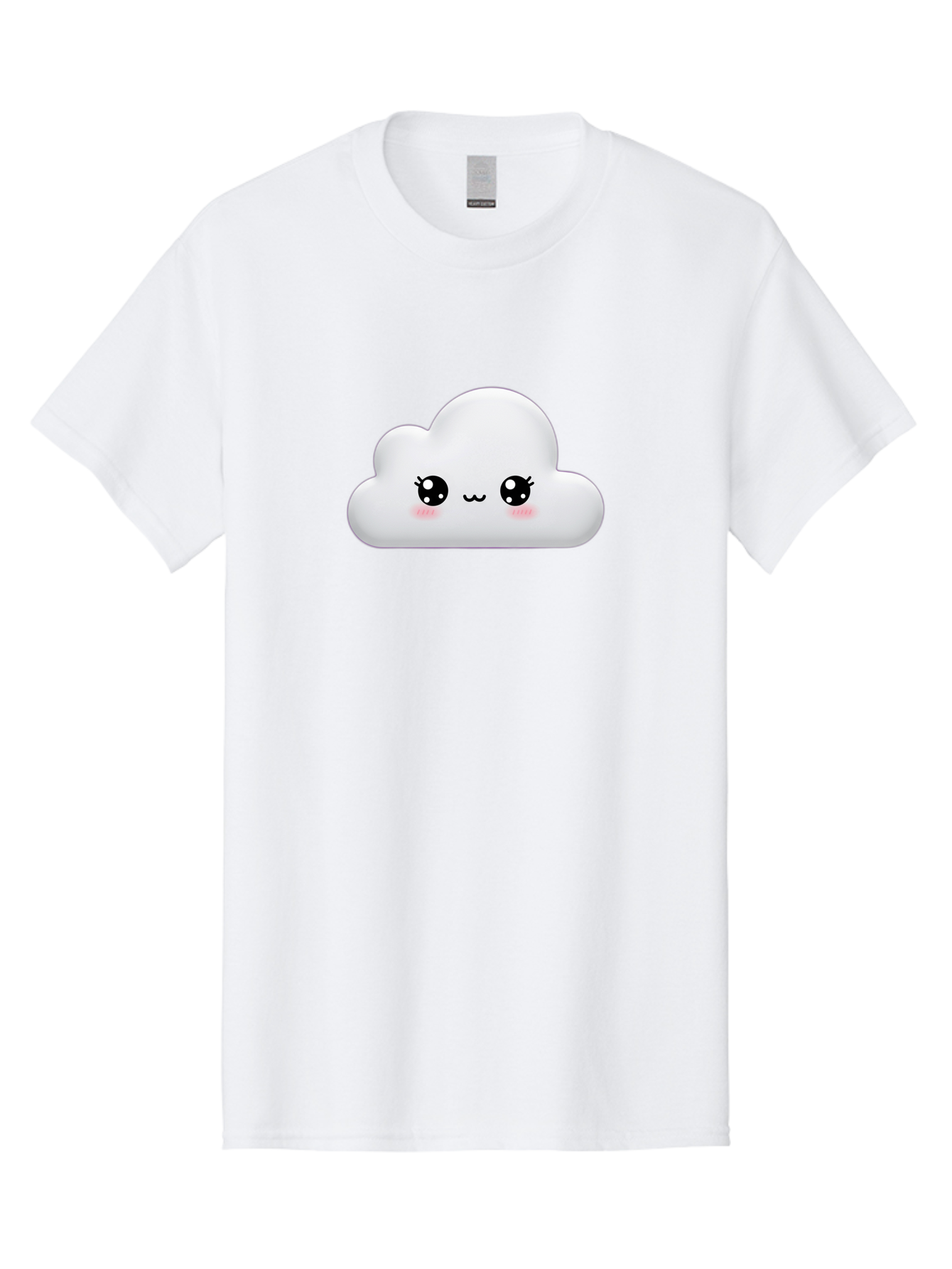 Cute-Cloud-1 Men'S Graphic Tee, 100% Cotton, Comfortable Casual Summer Wear, Machine Washable, Cartoon Cloud, Cute Character, Kawaii Illustration, Adorable Design, Fluffy Cloud, Smiling Face, Pink Cheeks, Eyelashes, Childlike Charm, Bae425 3