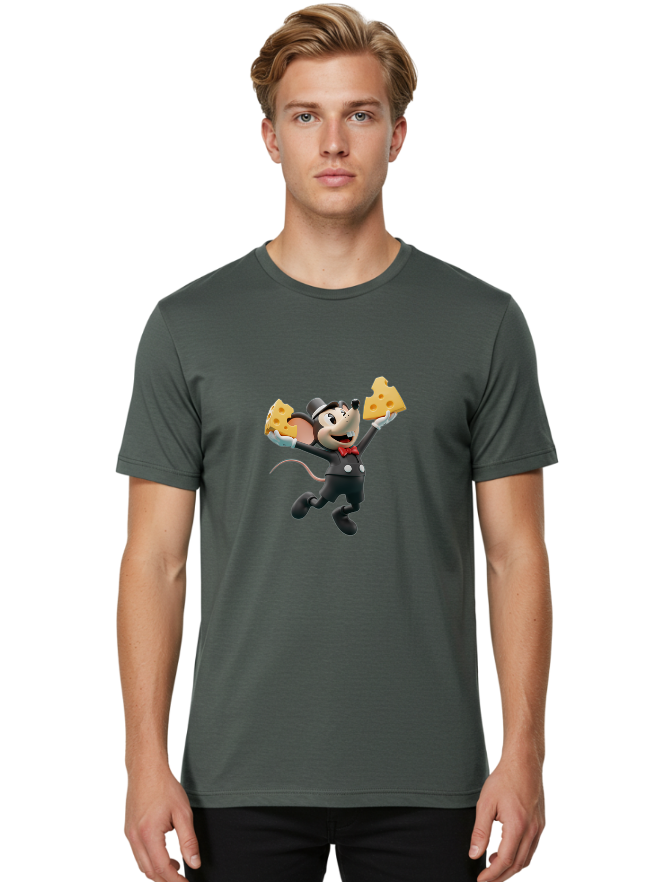 Danger-Mouse Men'S Graphic Tee, 100% Cotton, Comfortable Casual Summer Wear, Machine Washable, Danger Mouse Holding Cheese, Cartoon Character, Comedy, Funny Animation, Cheese Lover, Secret Agent Mouse Bae433 17