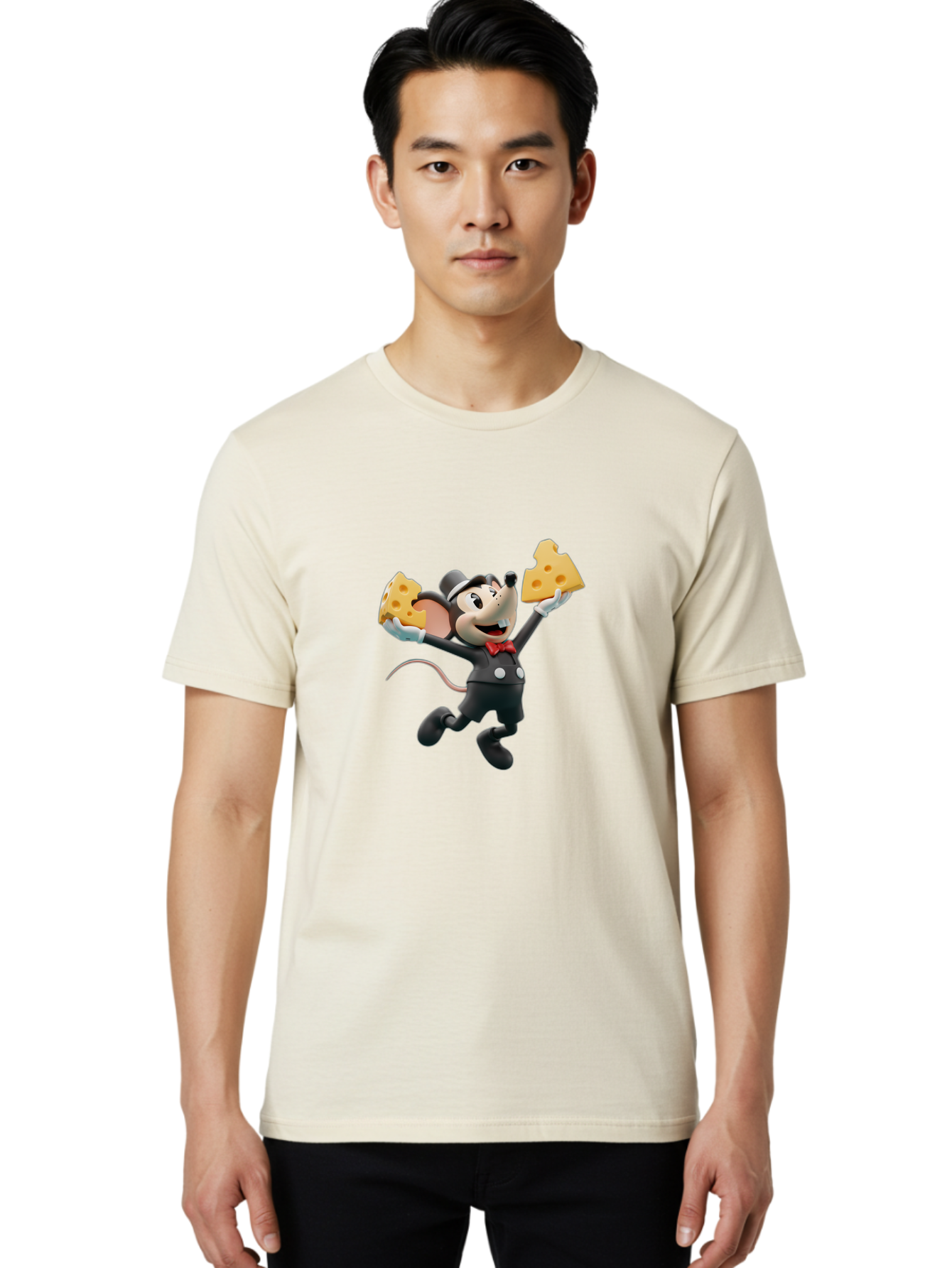 Danger-Mouse Men'S Graphic Tee, 100% Cotton, Comfortable Casual Summer Wear, Machine Washable, Danger Mouse Holding Cheese, Cartoon Character, Comedy, Funny Animation, Cheese Lover, Secret Agent Mouse Bae433 30